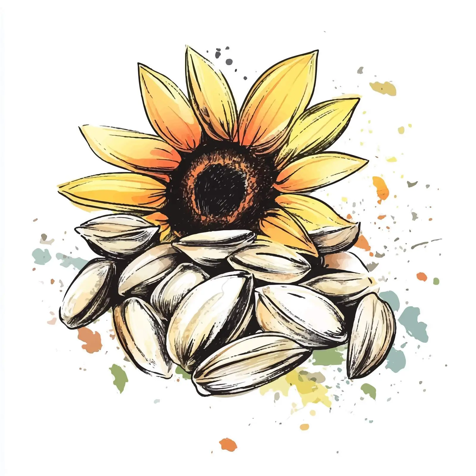 Hand-Drawn Colorful Sunflower Sketch — free download from Dotvec