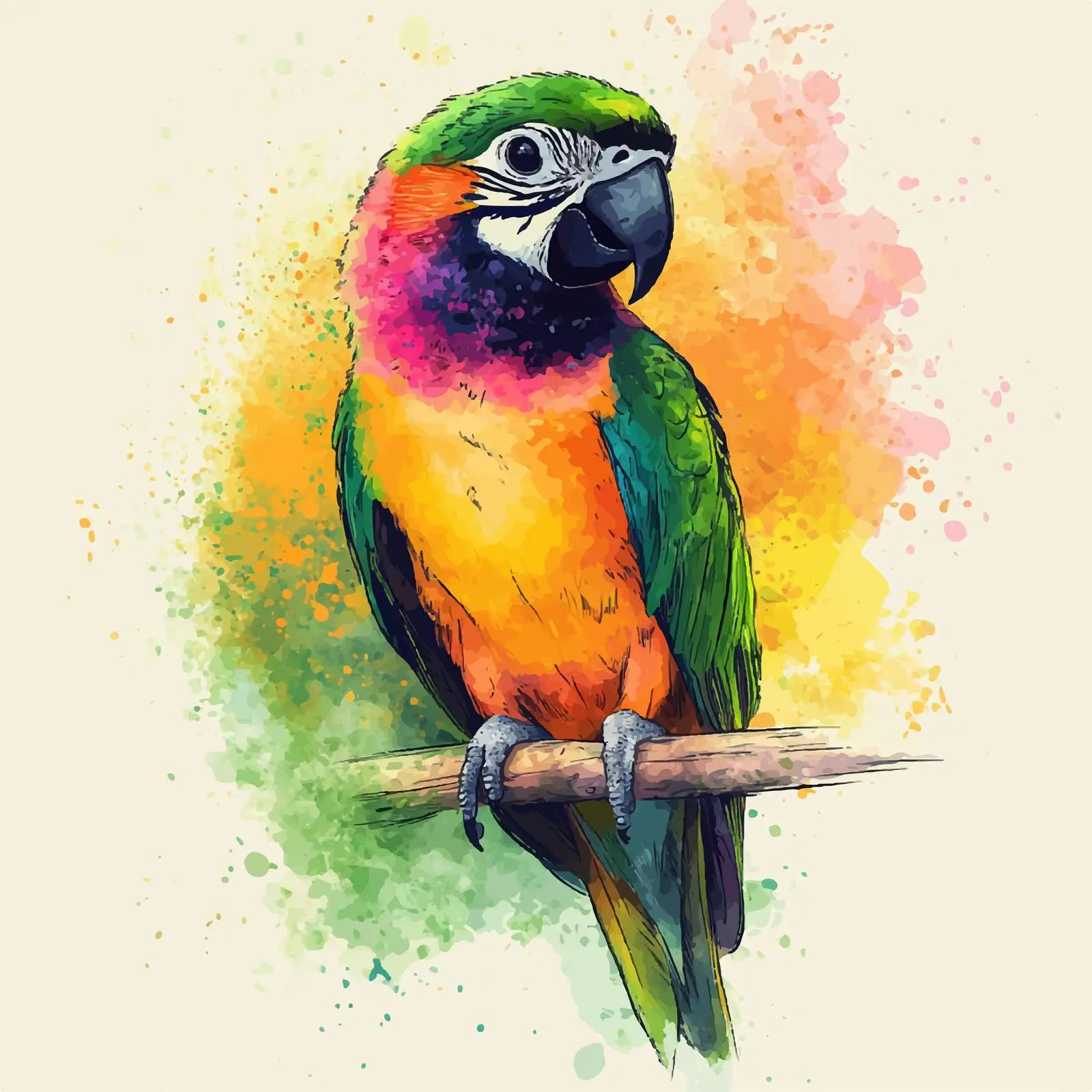 Colorful Hand-drawn Parrot Sketch — free download from Dotvec