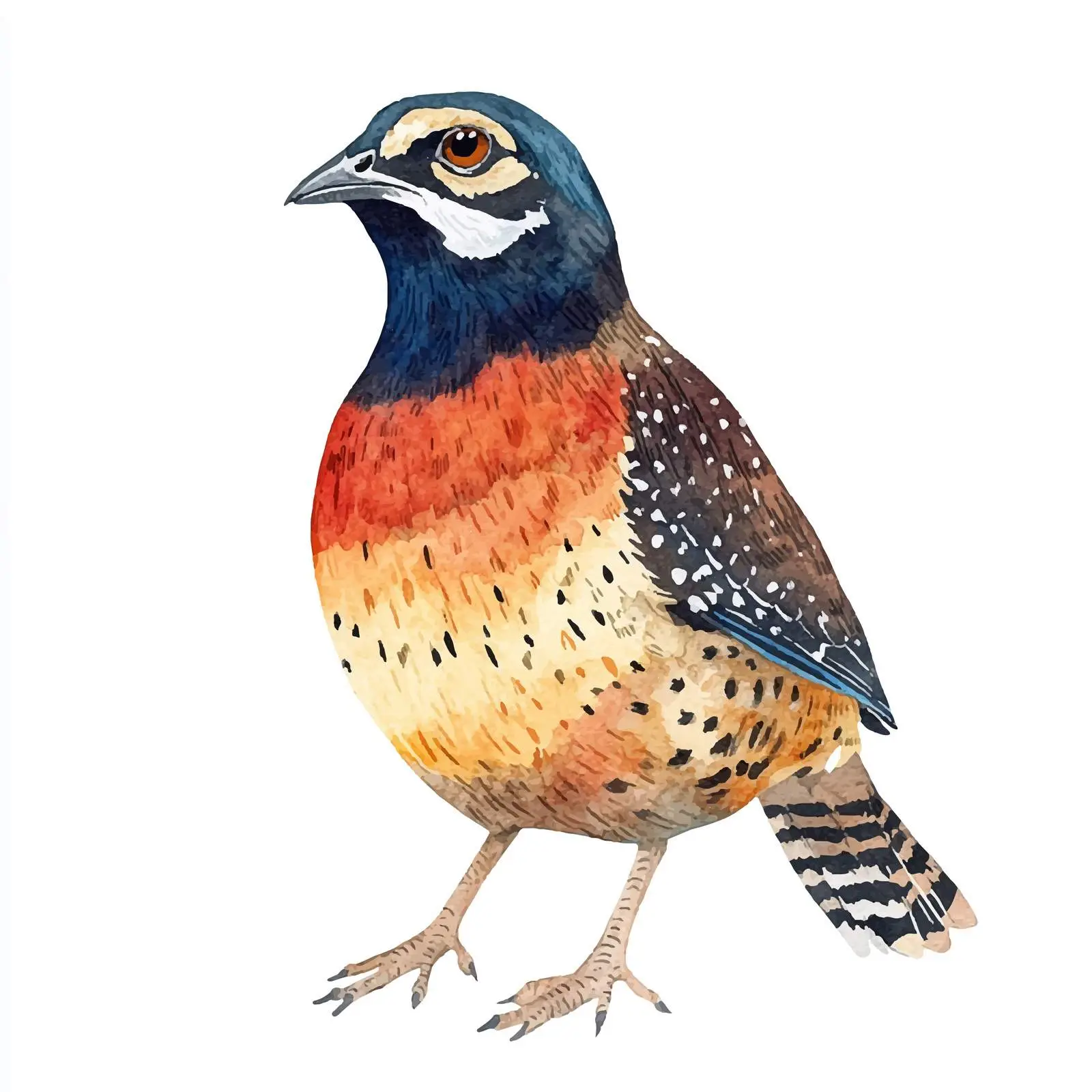 Colorful Hand-Drawn Quail Watercolor — free download from Dotvec