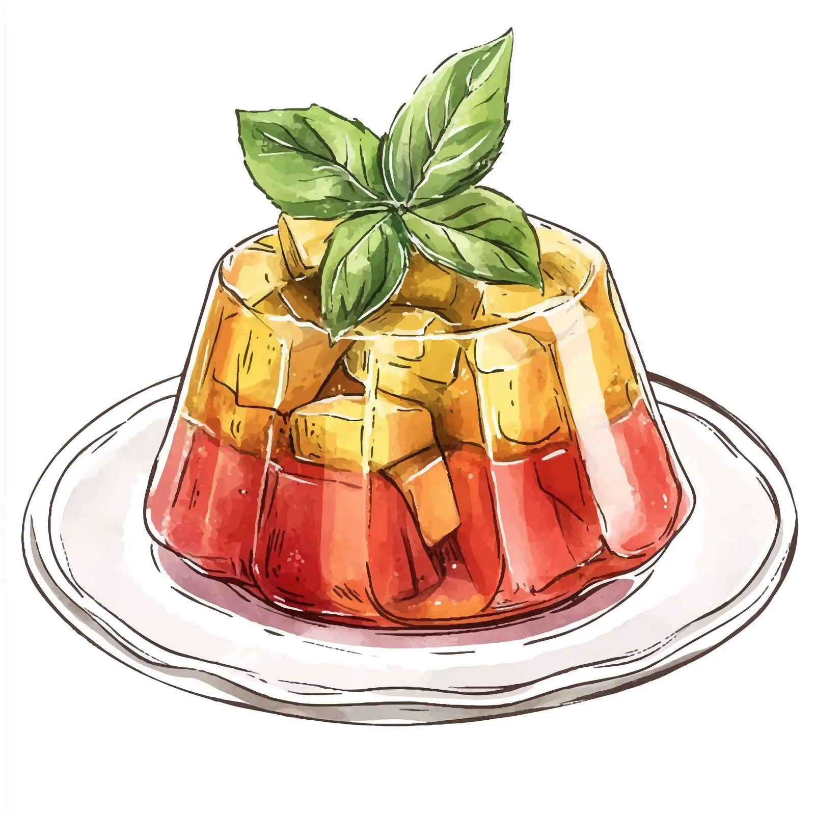 Hand-Drawn Colorful Aspic Gelatin Dish — free download from Dotvec