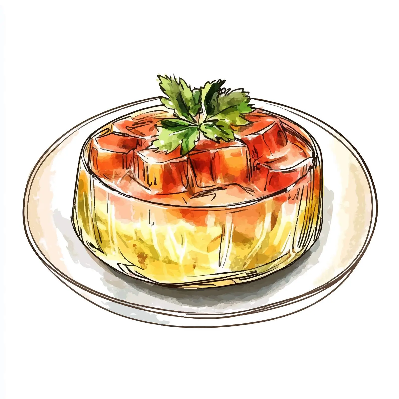 Hand-Drawn Aspic Gelatin Dish Sketch — free download from Dotvec