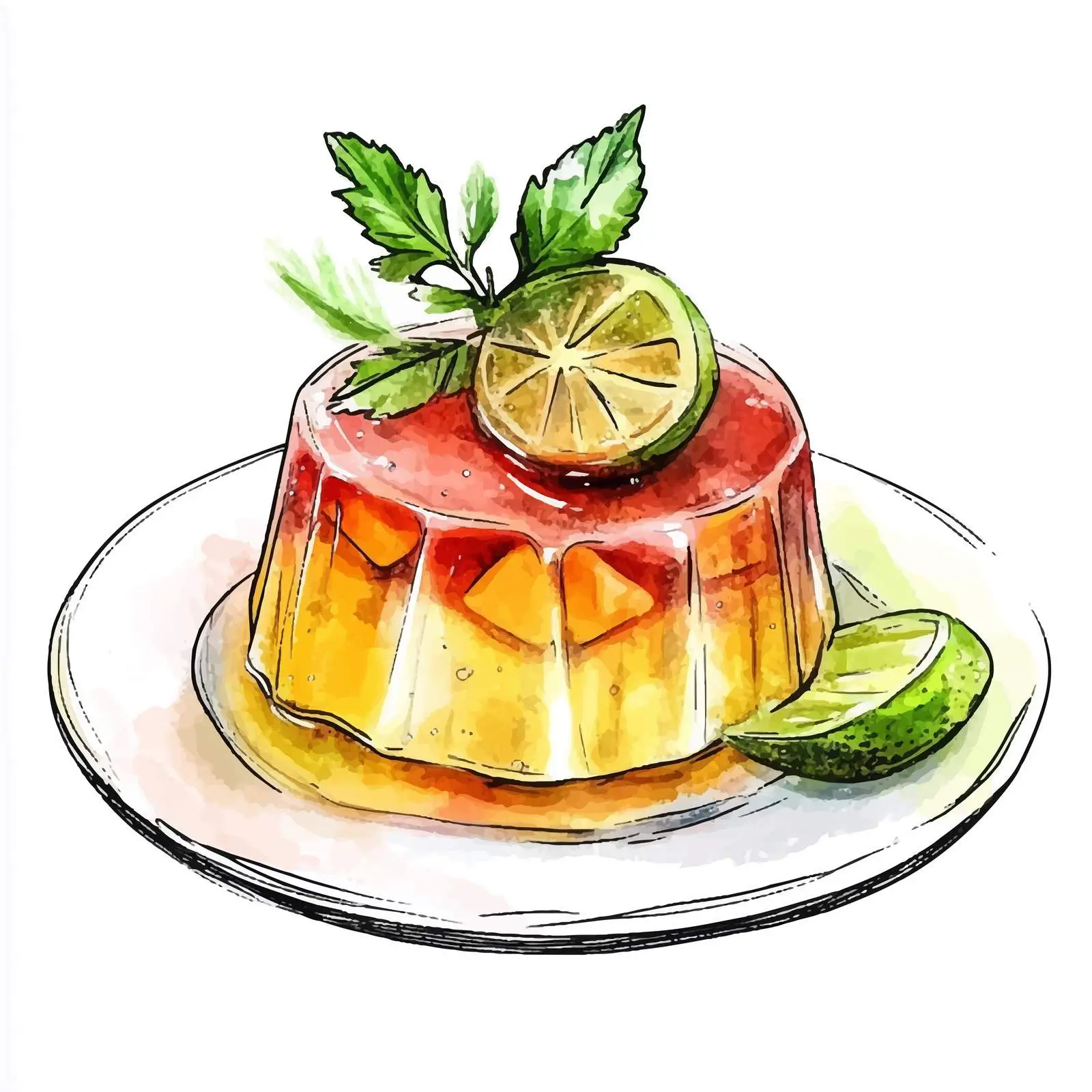 Hand-Drawn Colorful Aspic Gelatin Dish — free download from Dotvec