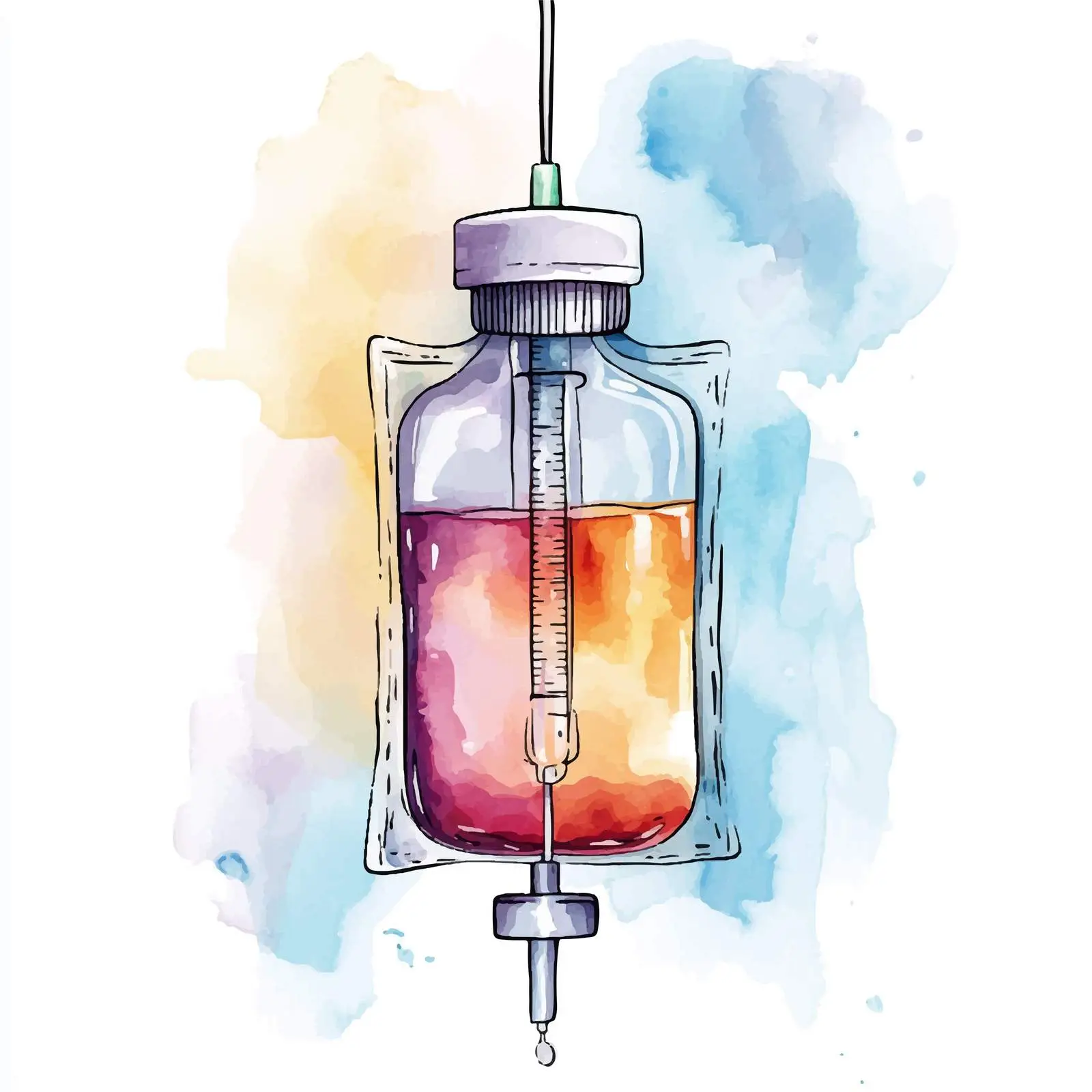 Intravenous Bag Watercolor Sketch — free download from Dotvec
