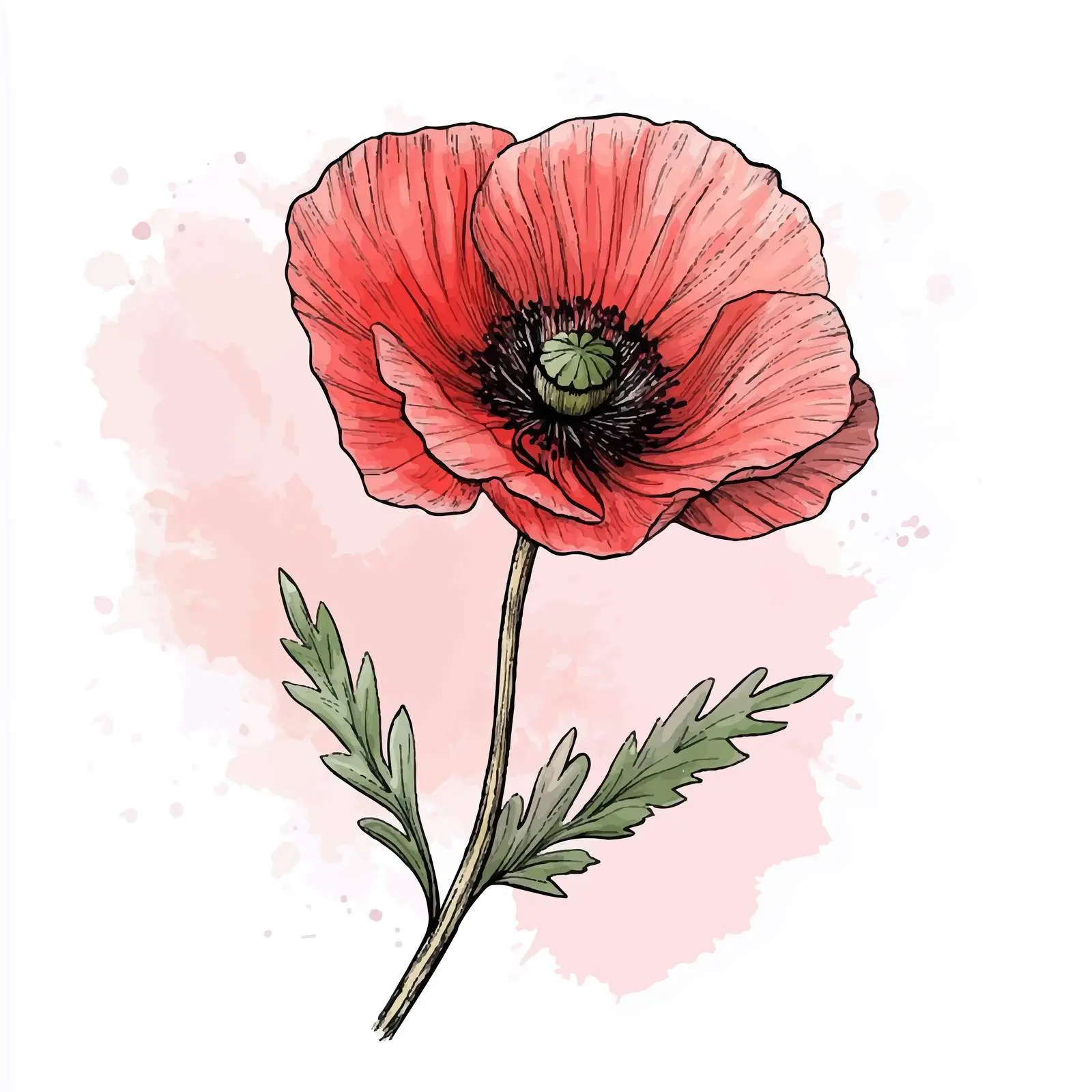 Colorful Hand-Drawn Poppy Flower Sketch — free download from Dotvec