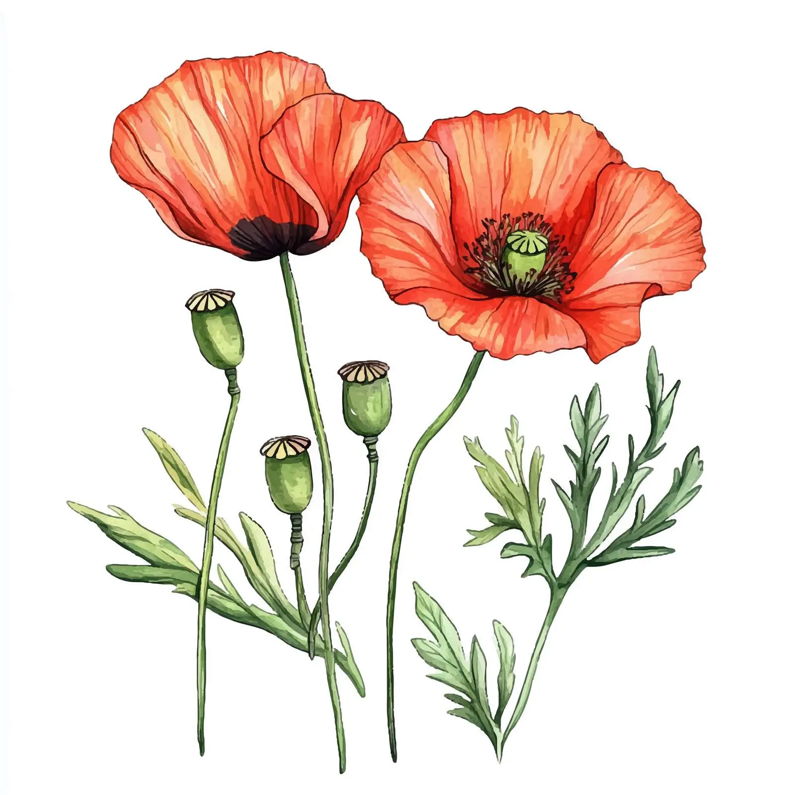 Colorful Hand-Drawn Poppy Flower Sketch — free download from Dotvec