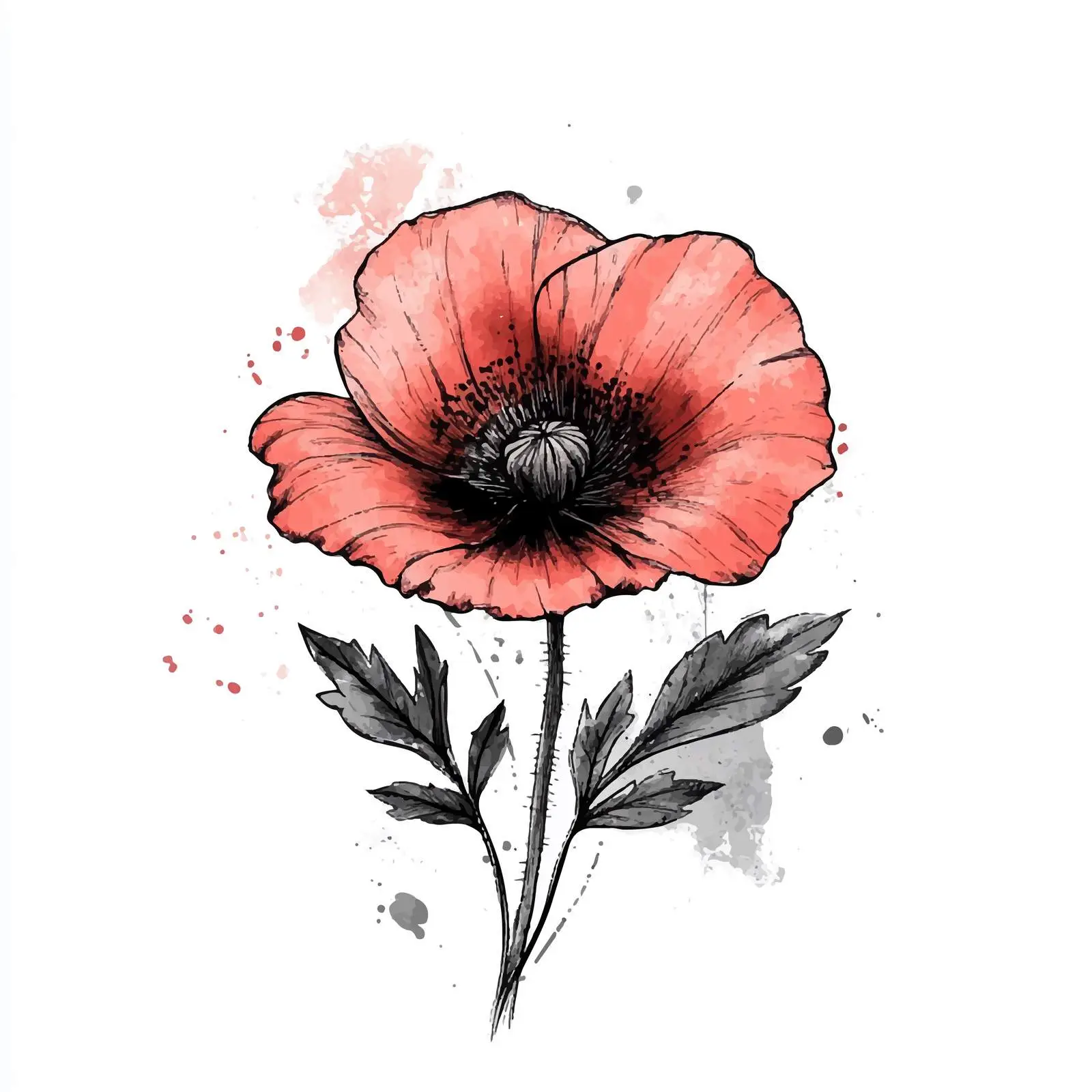 Colorful Hand-Drawn Poppy Flower Sketch — free download from Dotvec