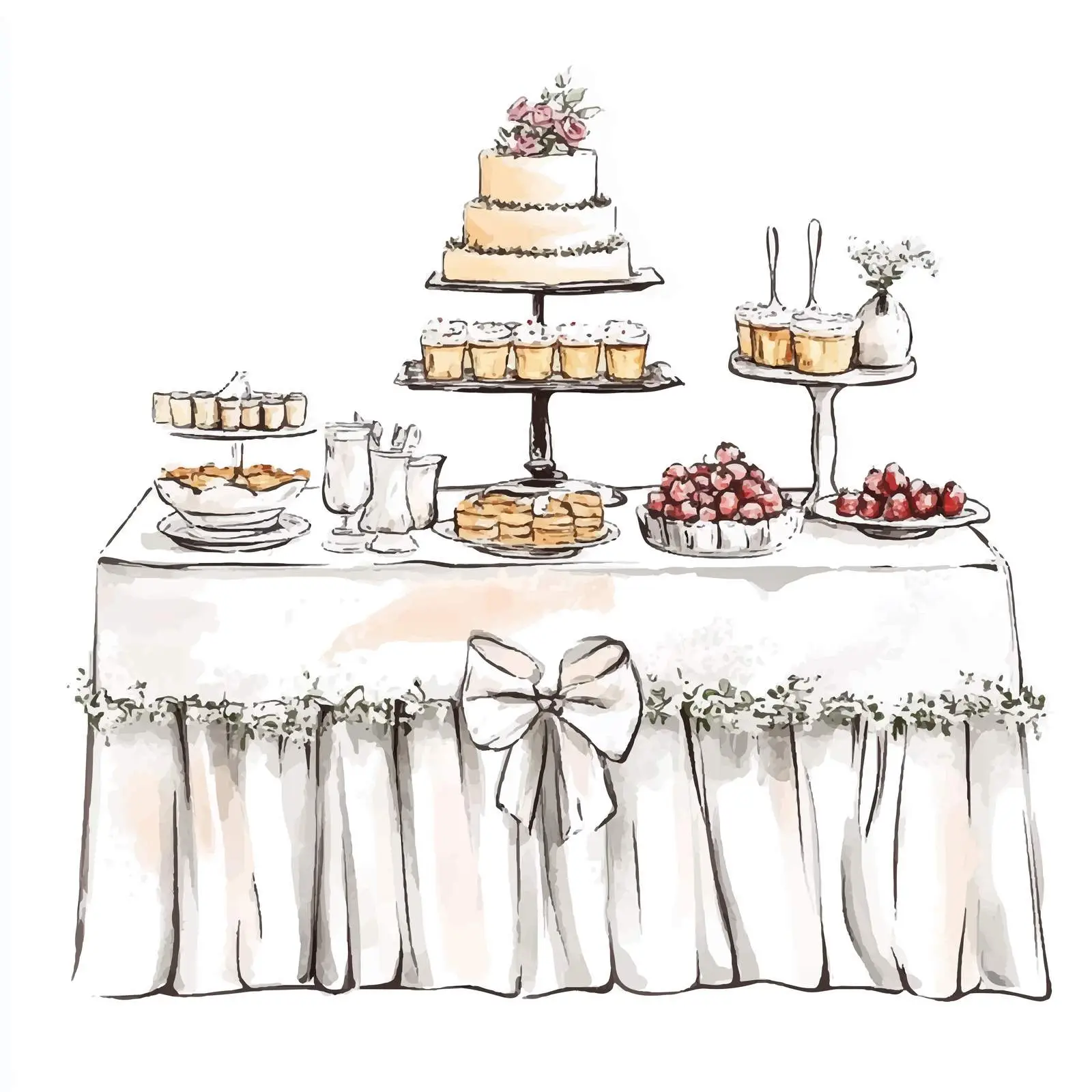 Colorful Hand-Drawn Buffet Table Sketch — free download from Dotvec