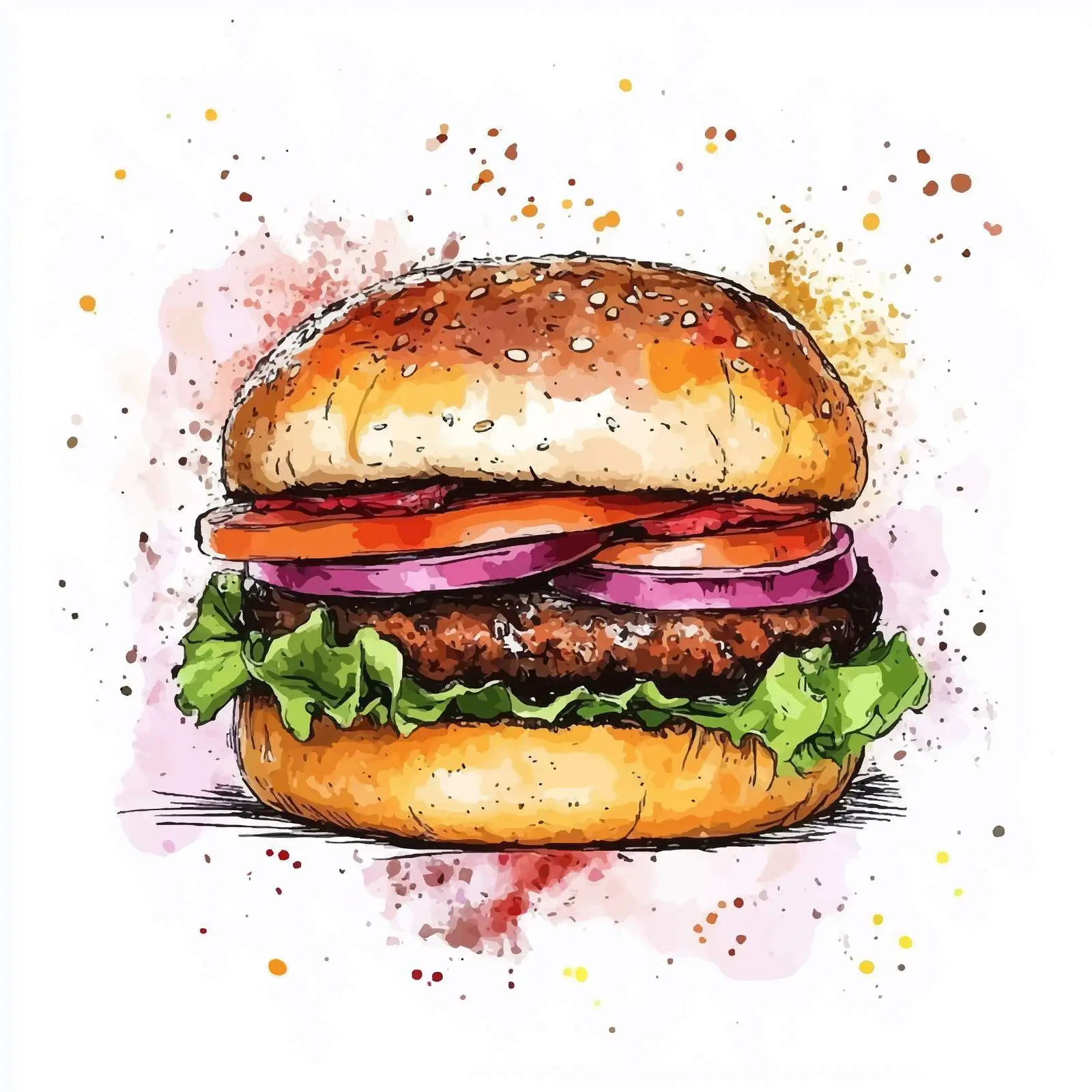 Colorful Hand-Drawn Burger Bun Sketch — free download from Dotvec