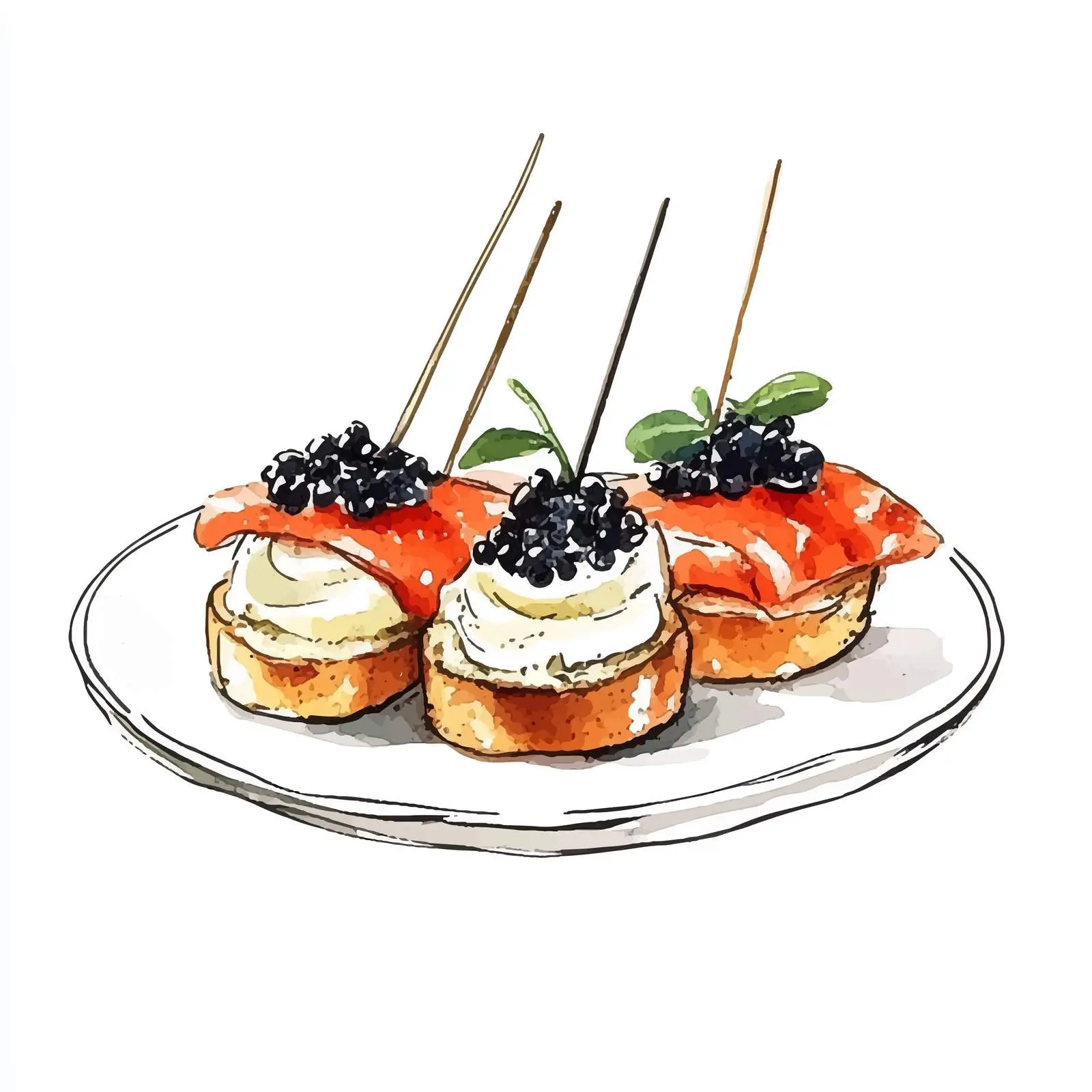 Hand-Drawn Watercolor Canapé Sketch — free download from Dotvec