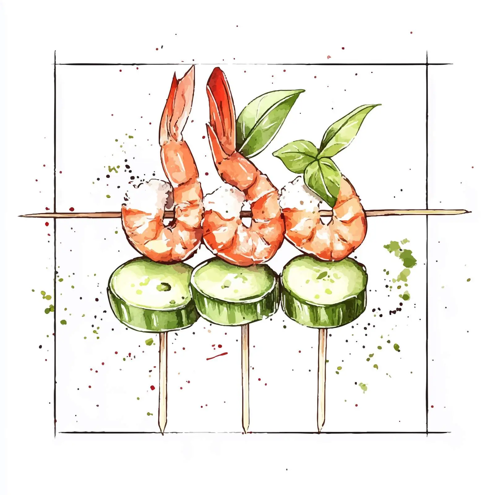 Hand-Drawn Watercolor Canape Illustration — free download from Dotvec