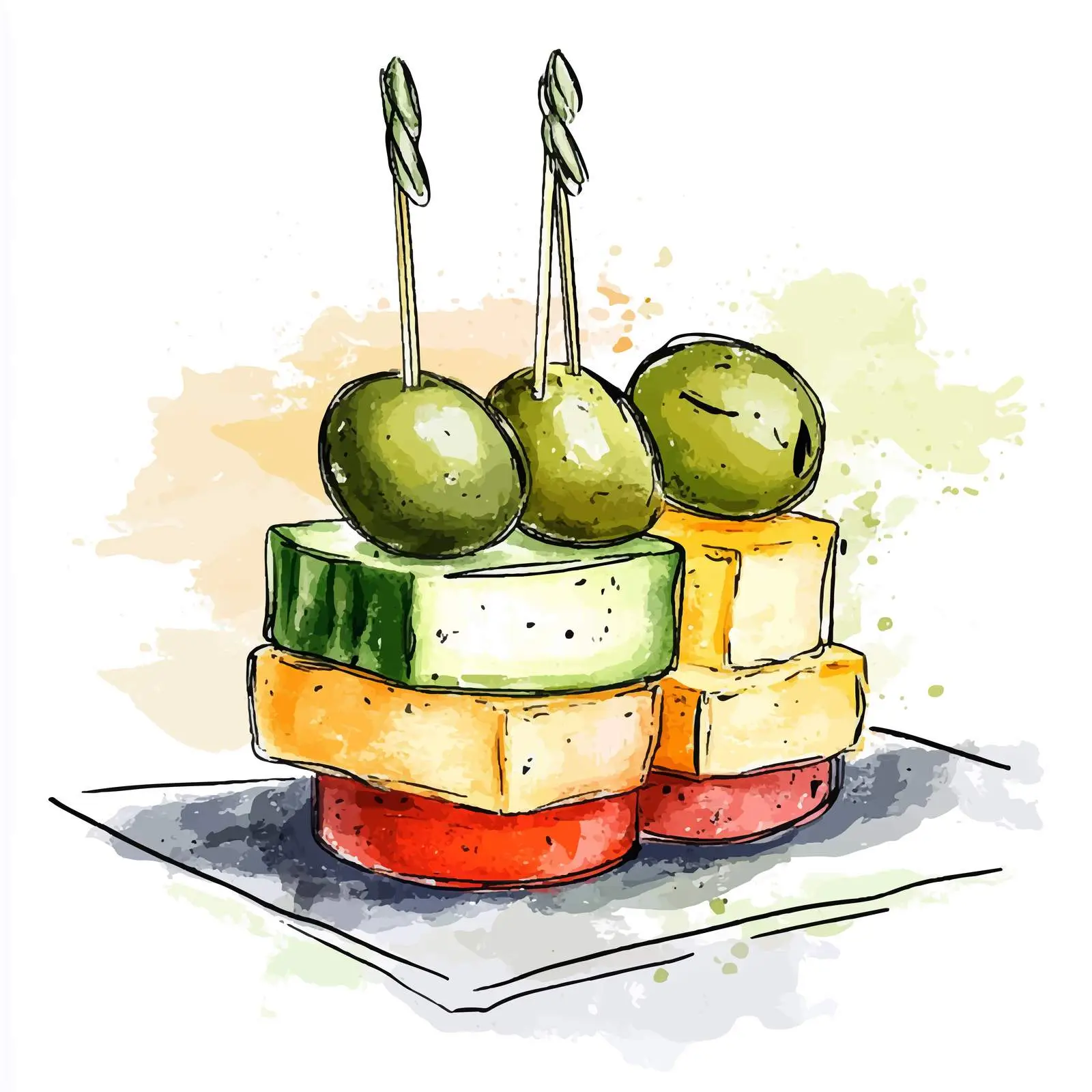 Hand-Drawn Colorful Canape Sketch — free download from Dotvec