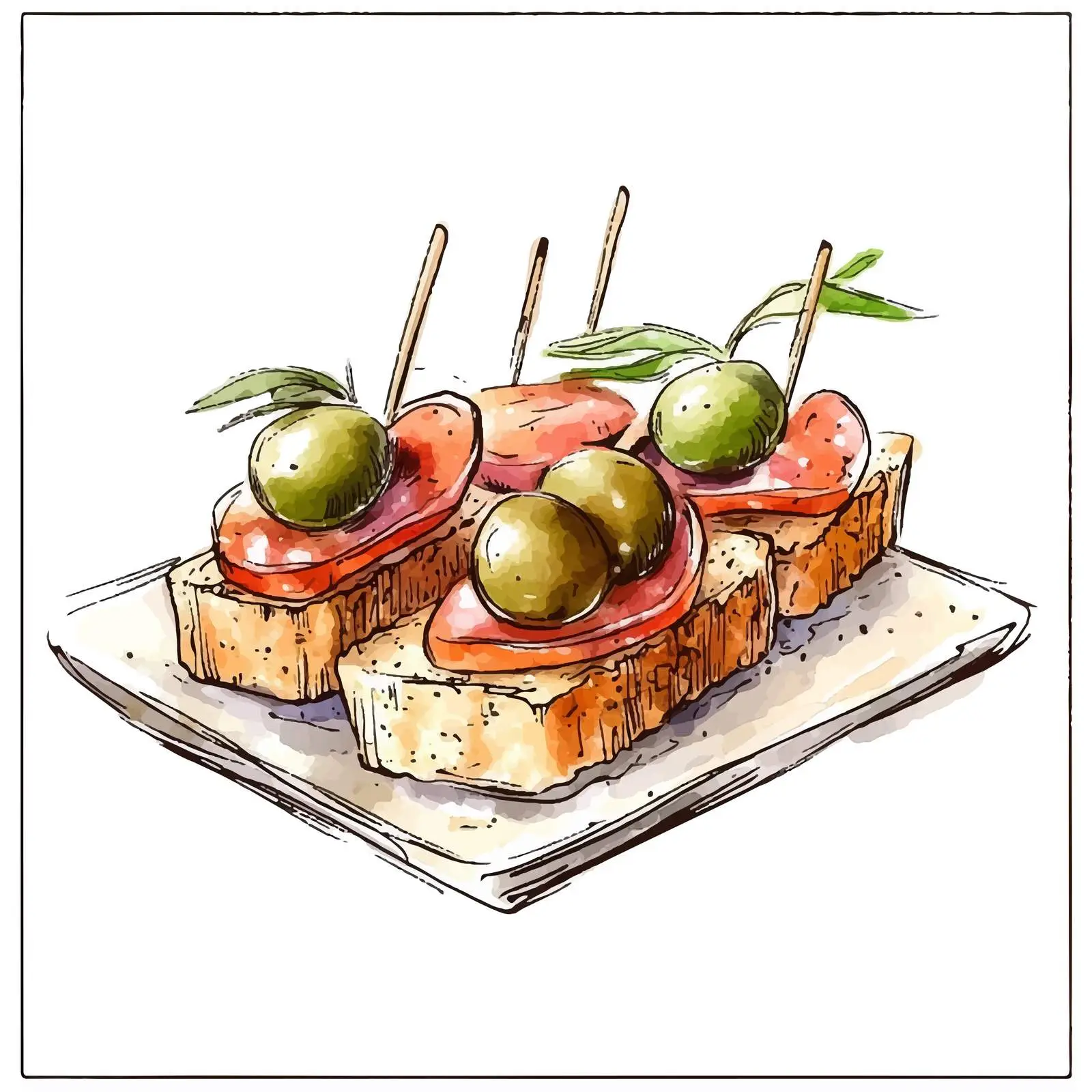 Hand-Drawn Watercolor Canapé Sketch — free download from Dotvec