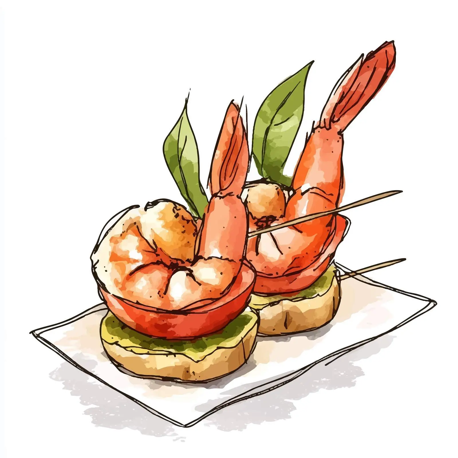 Hand-Drawn Shrimp Canape Sketch — free download from Dotvec