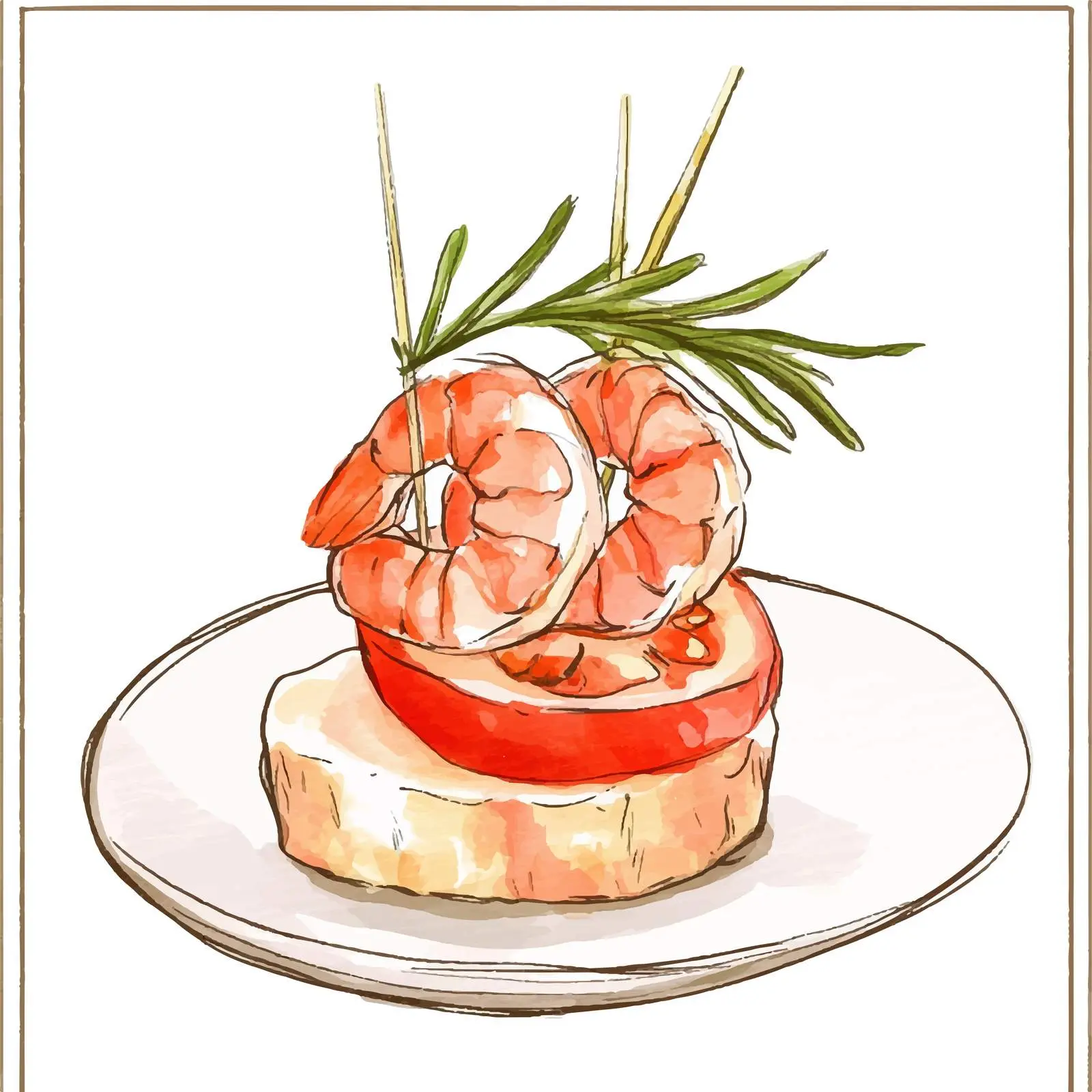 Hand-Drawn Shrimp Canape Sketch — free download from Dotvec
