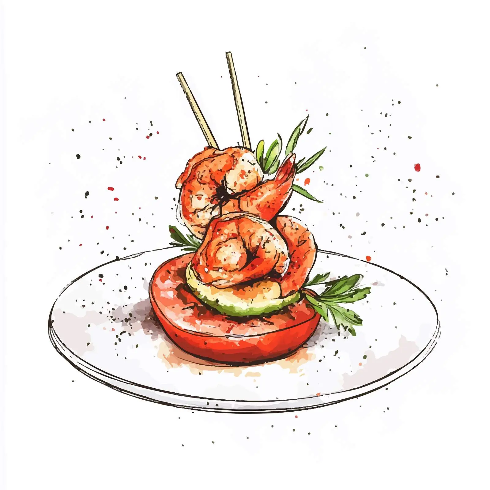 Colorful Hand-Drawn Shrimp Canapé — free download from Dotvec
