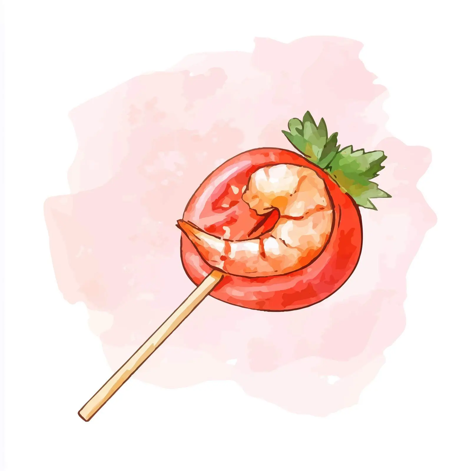 Hand-Drawn Watercolor Canape Shrimp — free download from Dotvec