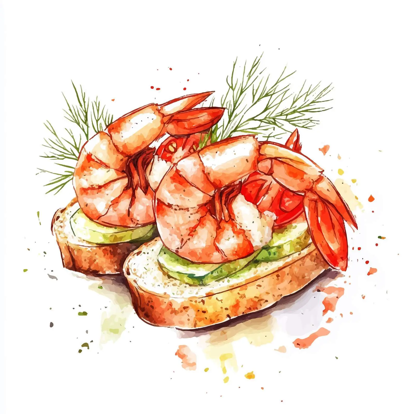 Colorful Hand-Drawn Shrimp Canape — free download from Dotvec