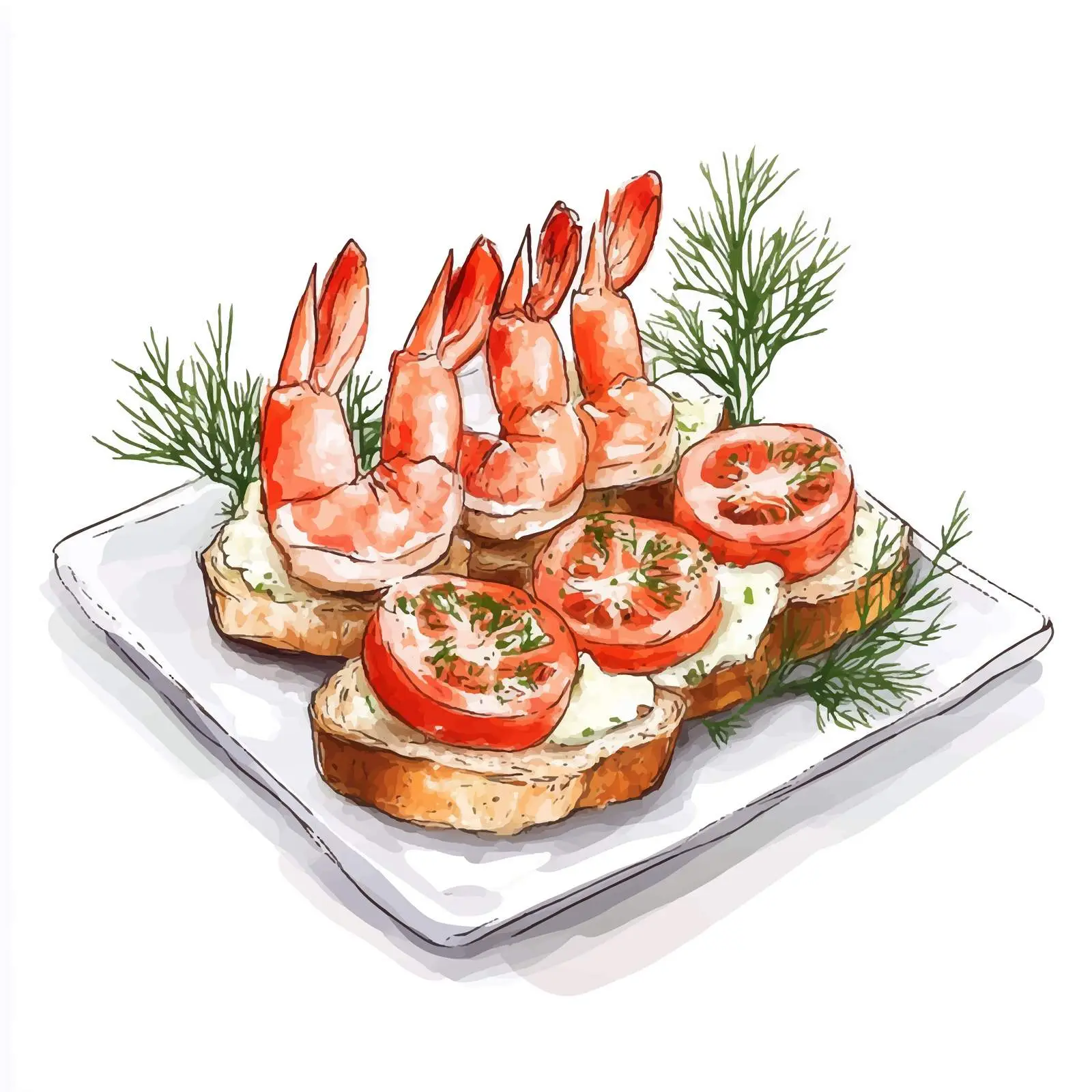 Colorful Hand-Drawn Shrimp Canape Sketch — free download from Dotvec