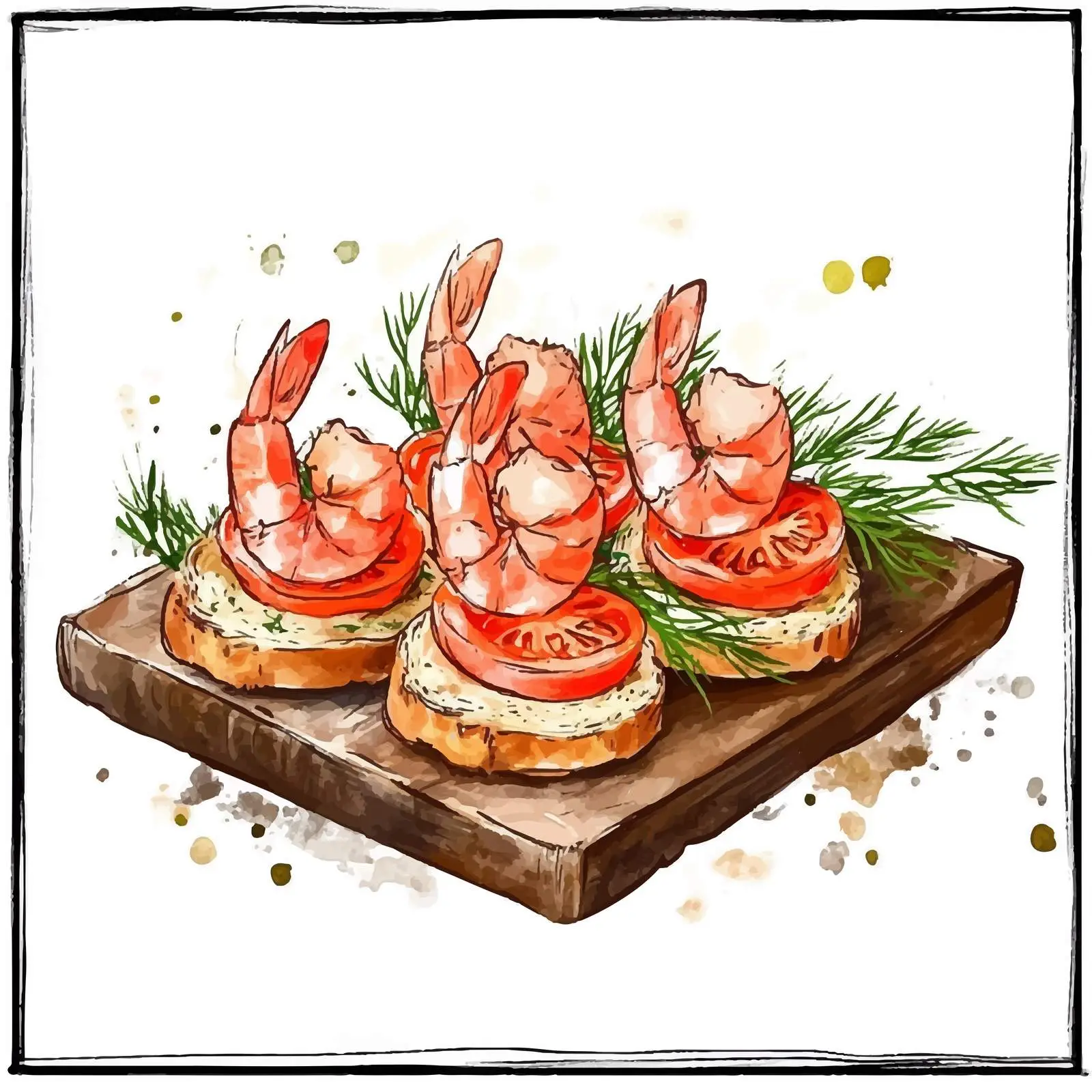Colorful Hand-Drawn Shrimp Canape — free download from Dotvec