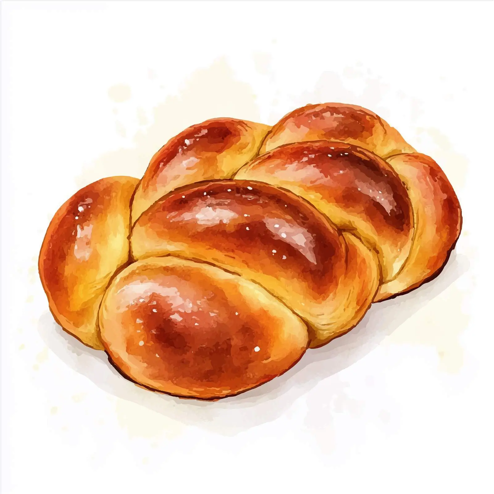 Hand-Drawn Watercolor Challah Bread — free download from Dotvec