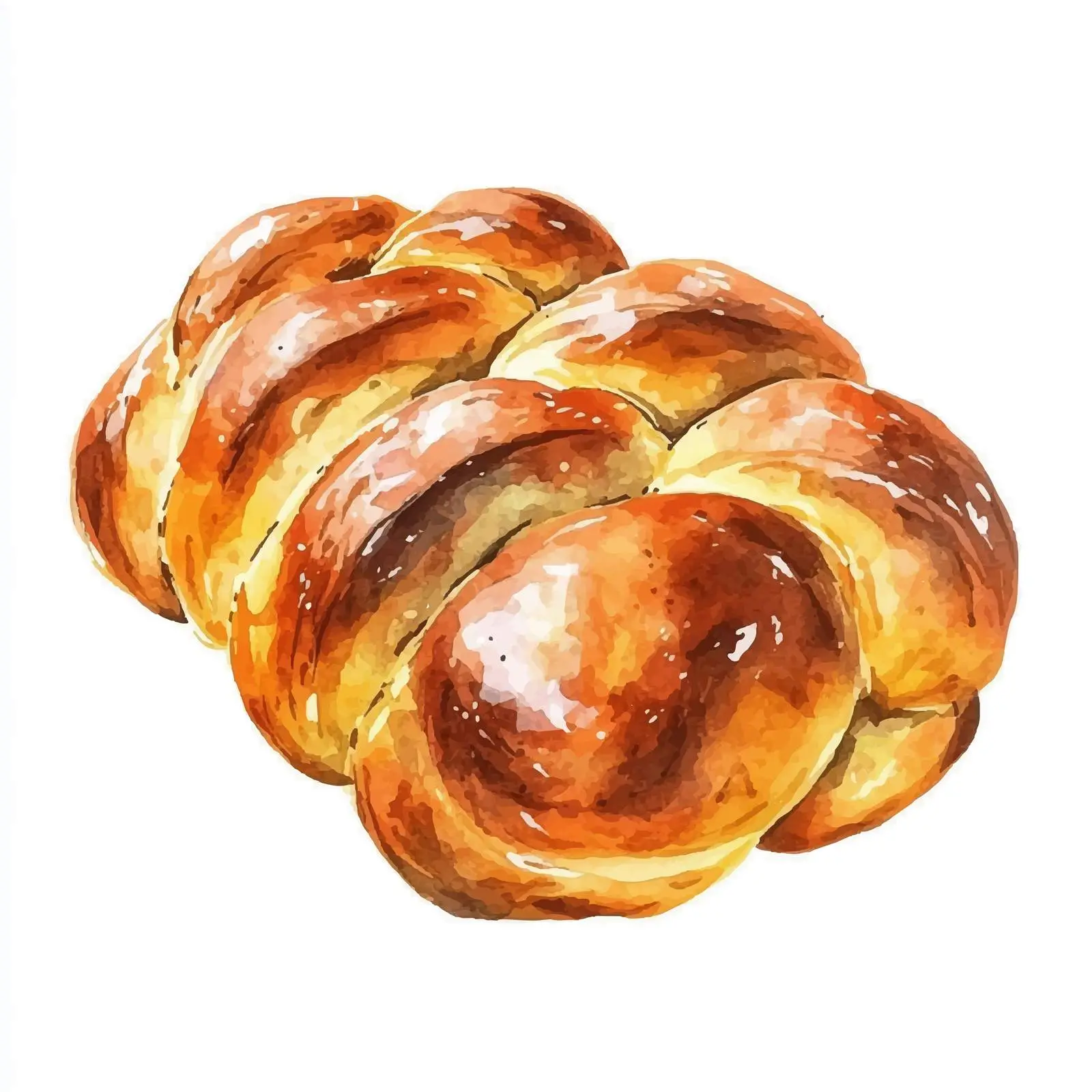 Hand-Drawn Challah Bread Watercolor – free challah image from Dotvec