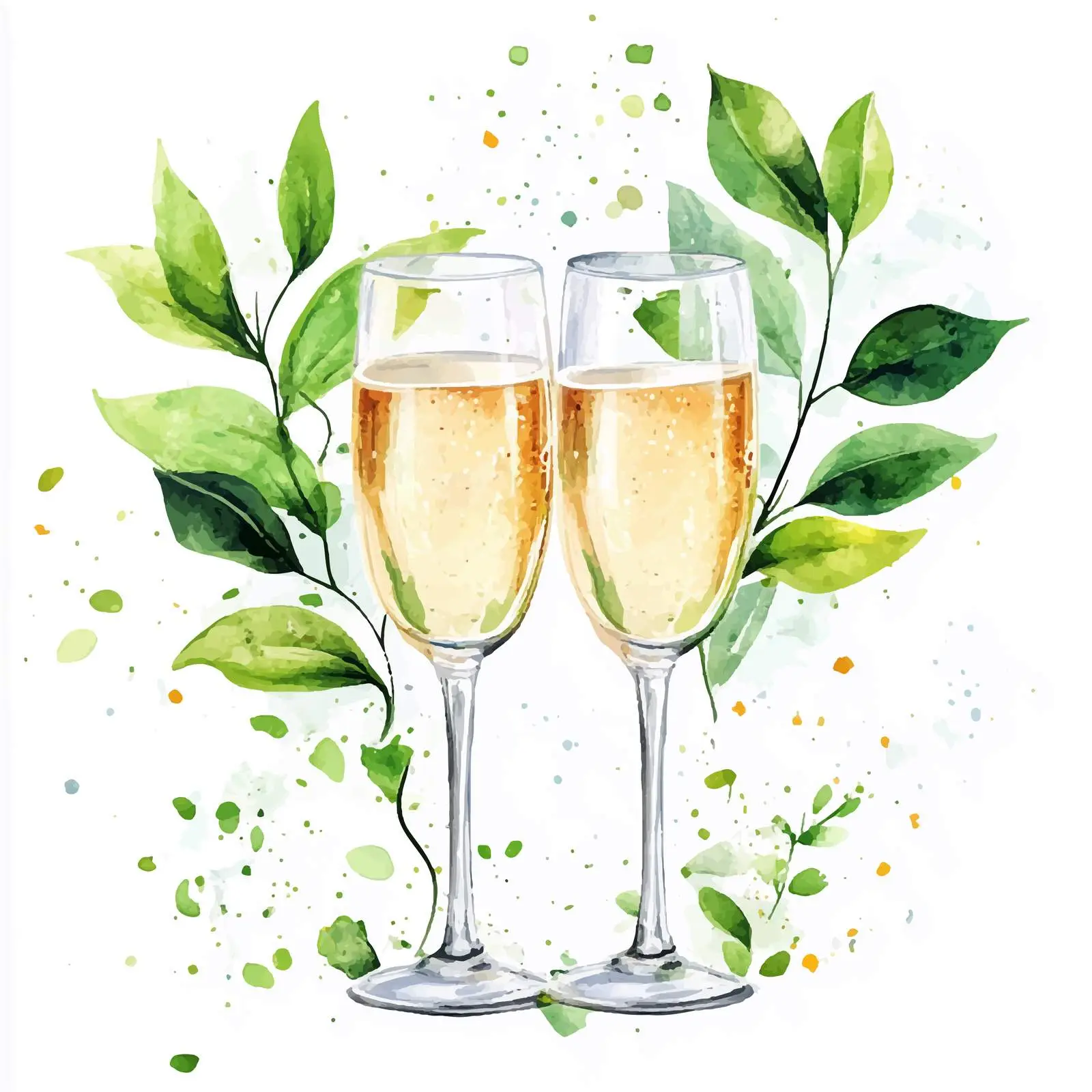 Hand-Drawn Watercolor Champagne Glasses — free download from Dotvec