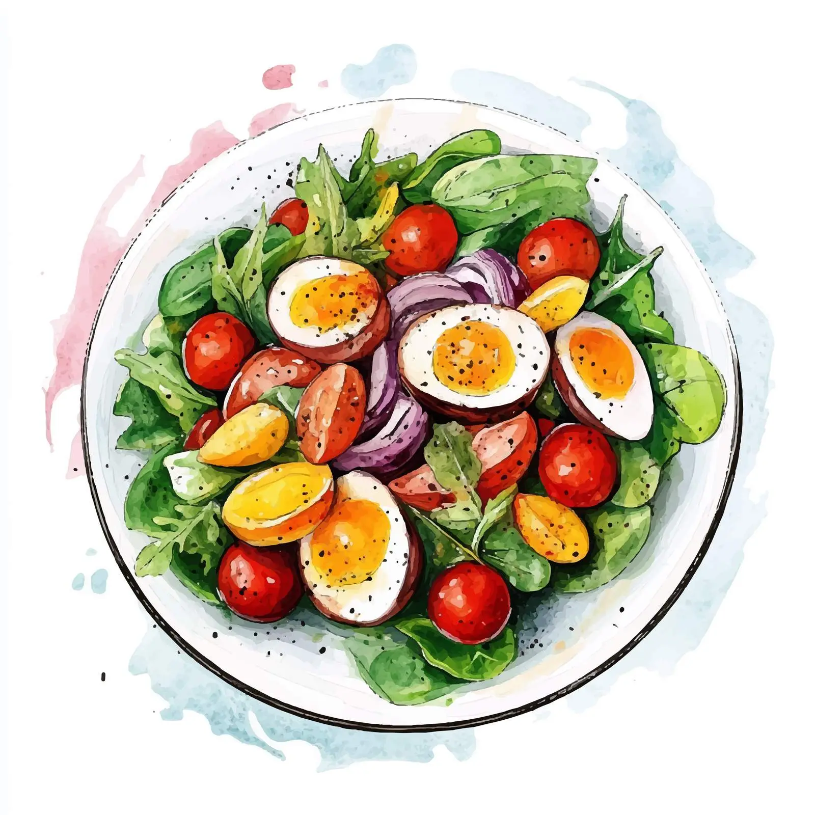Colorful Hand-drawn French Nicoise Sketch — free download from Dotvec