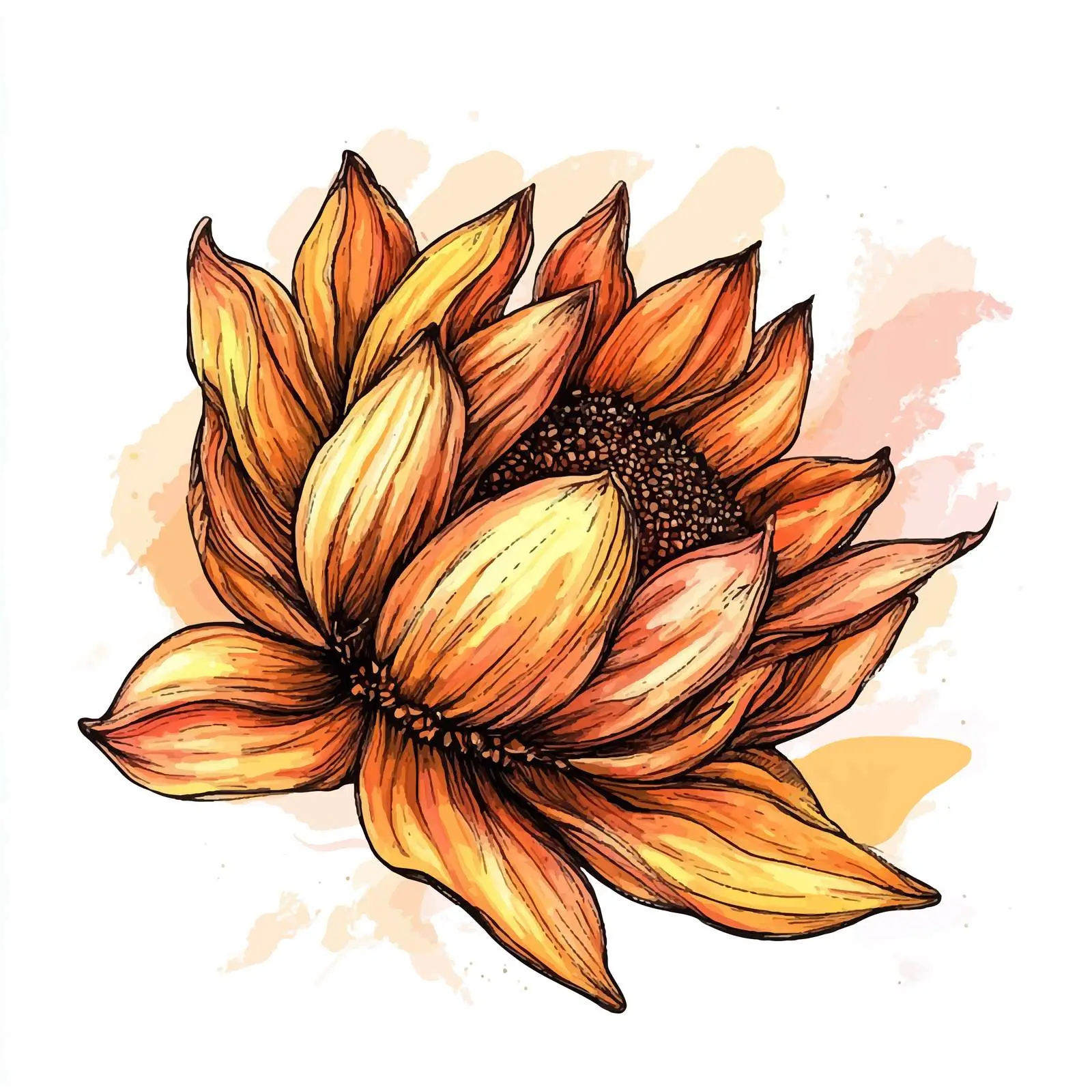 Hand-Drawn Closed Sunflower Illustration — free download from Dotvec