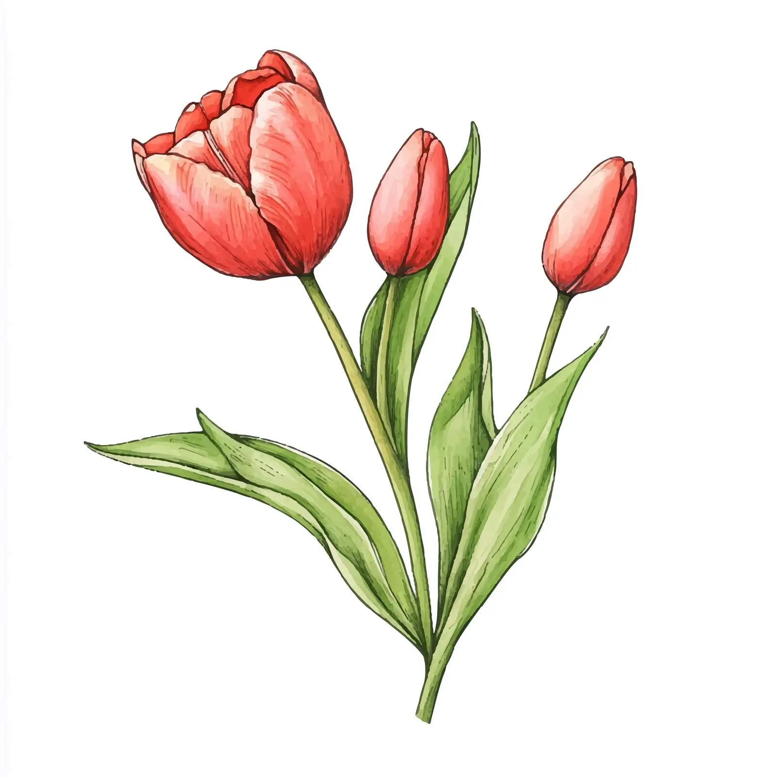 Hand-Drawn Closed Tulip Watercolor — free download from Dotvec