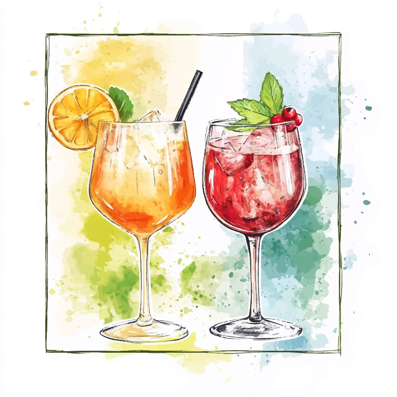 Hand-Drawn Colorful Cocktail Art — free download from Dotvec