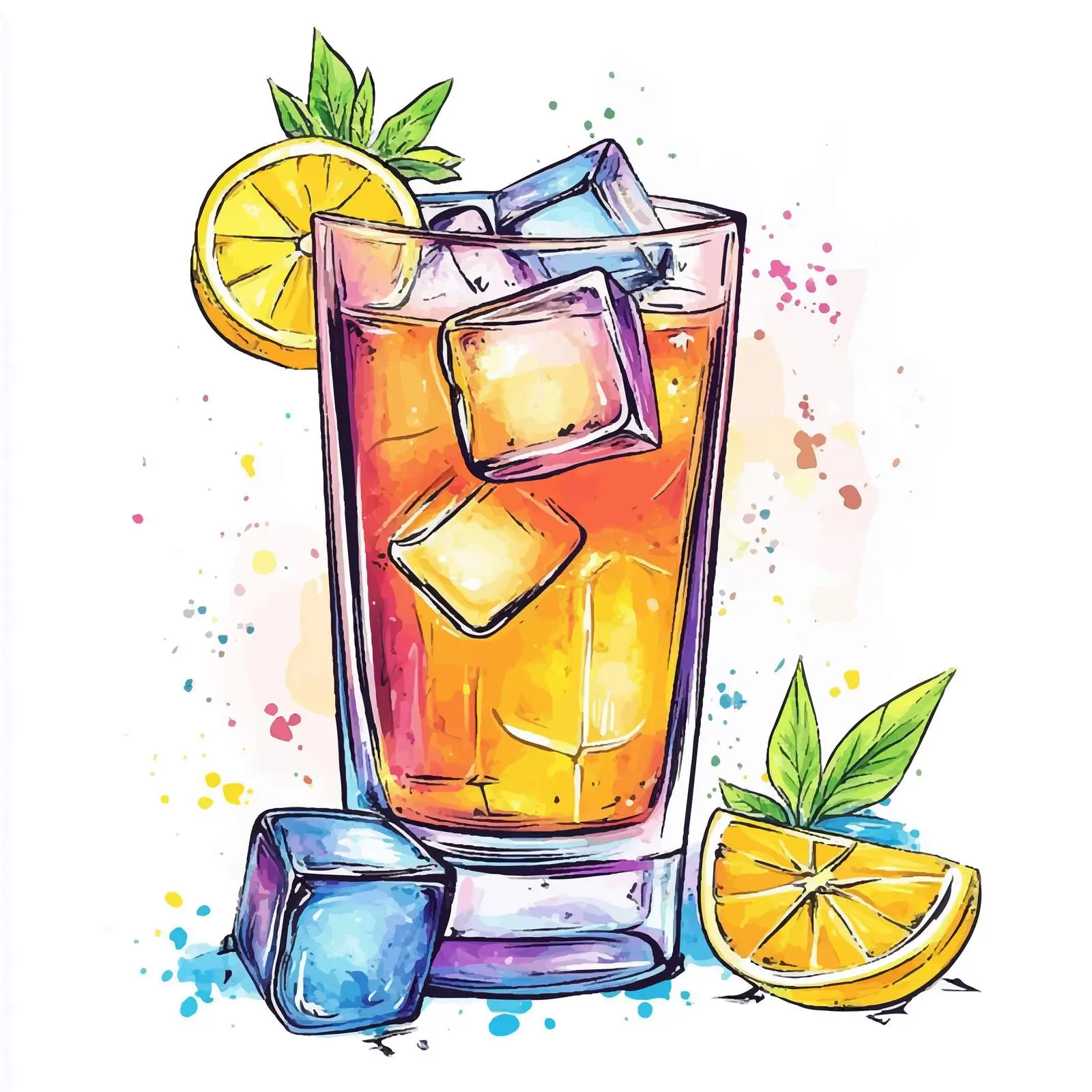 Hand-Drawn Colorful Cocktail Sketch — free download from Dotvec