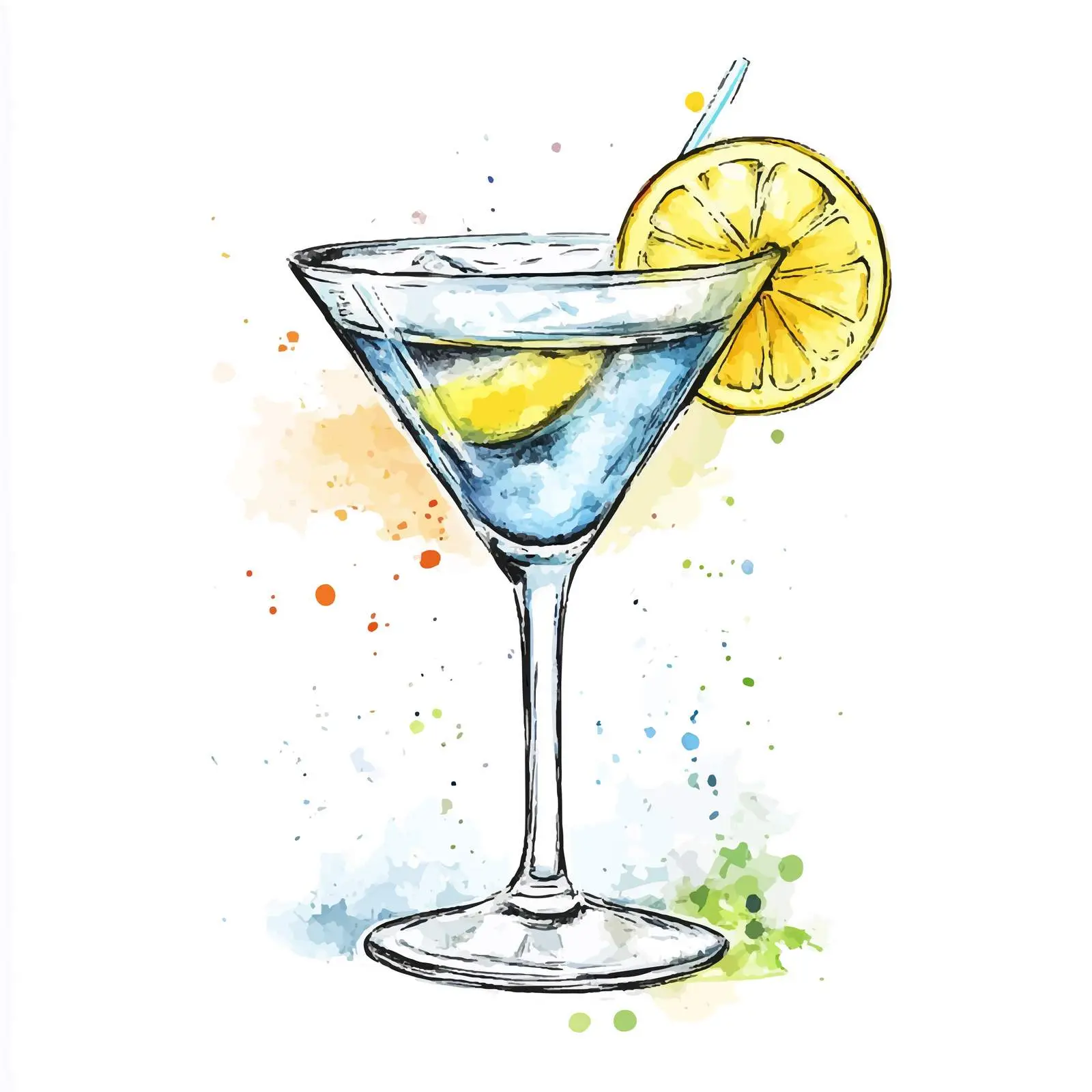 Hand-Drawn Colorful Cocktail Sketch — free download from Dotvec
