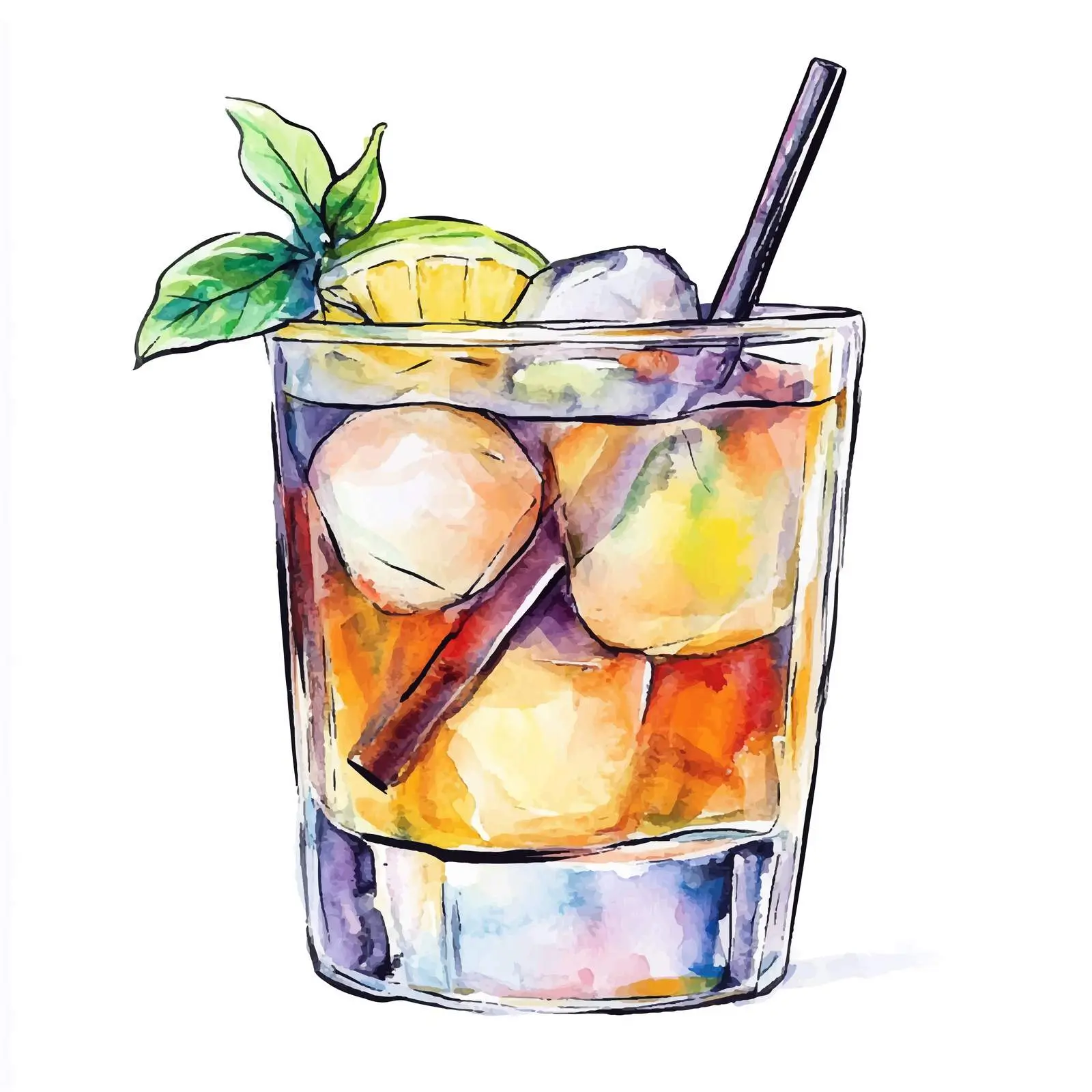 Hand-Drawn Colorful Cocktail Sketch — free download from Dotvec