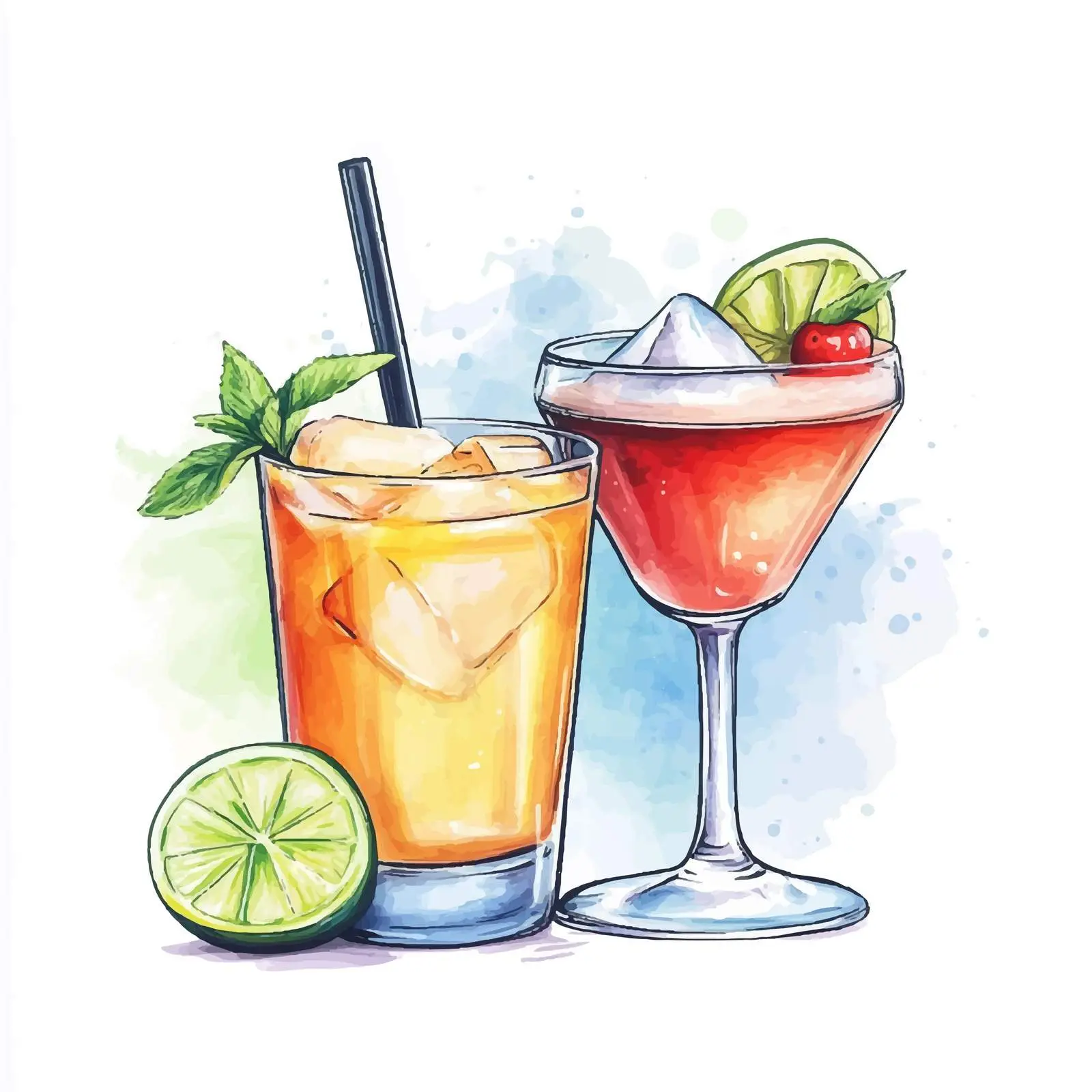 Colorful Hand-Drawn Cocktail Illustration — free download from Dotvec