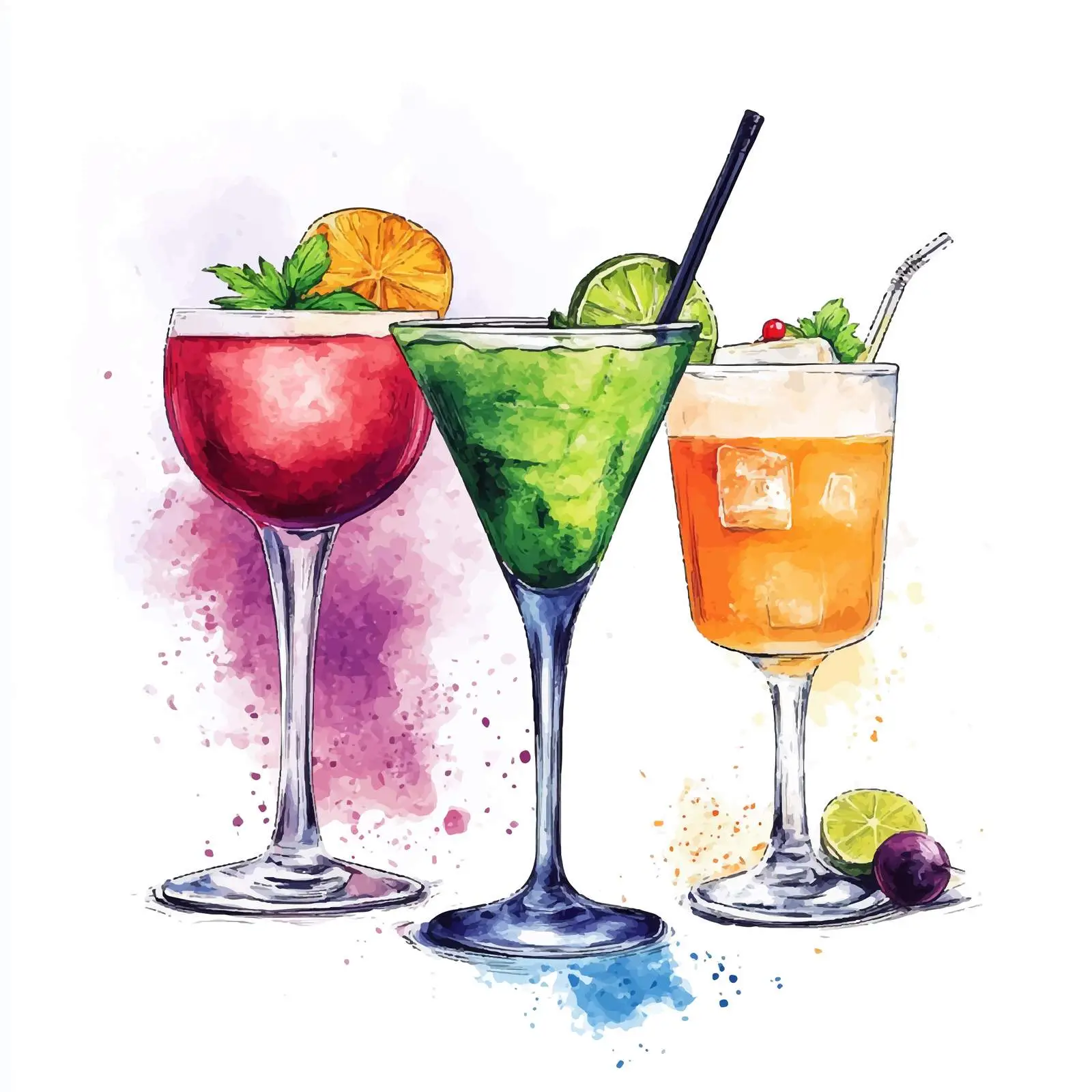 Colorful Hand-Drawn Cocktail Sketch — free download from Dotvec
