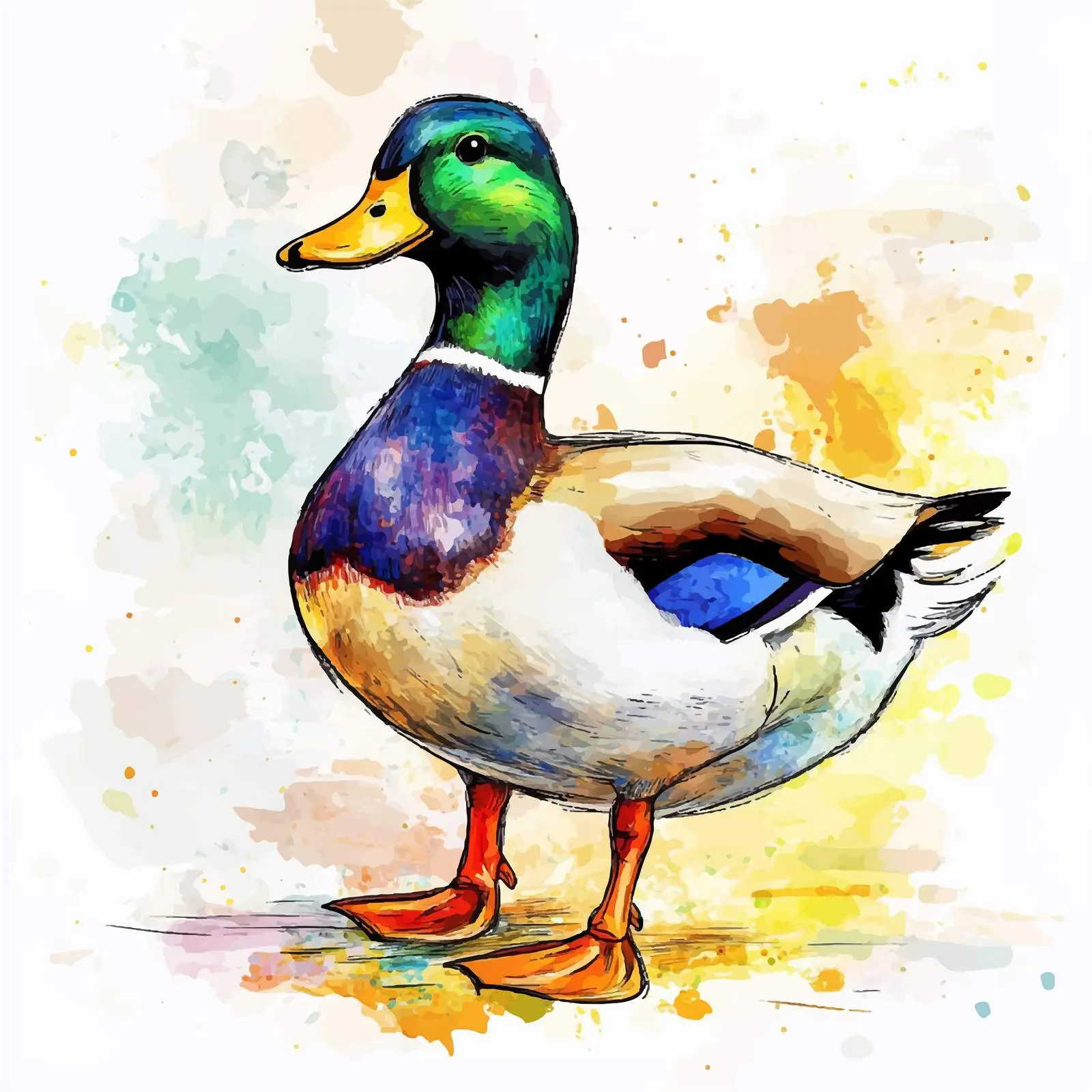 Colorful Hand-Drawn Duck Illustration — free download from Dotvec