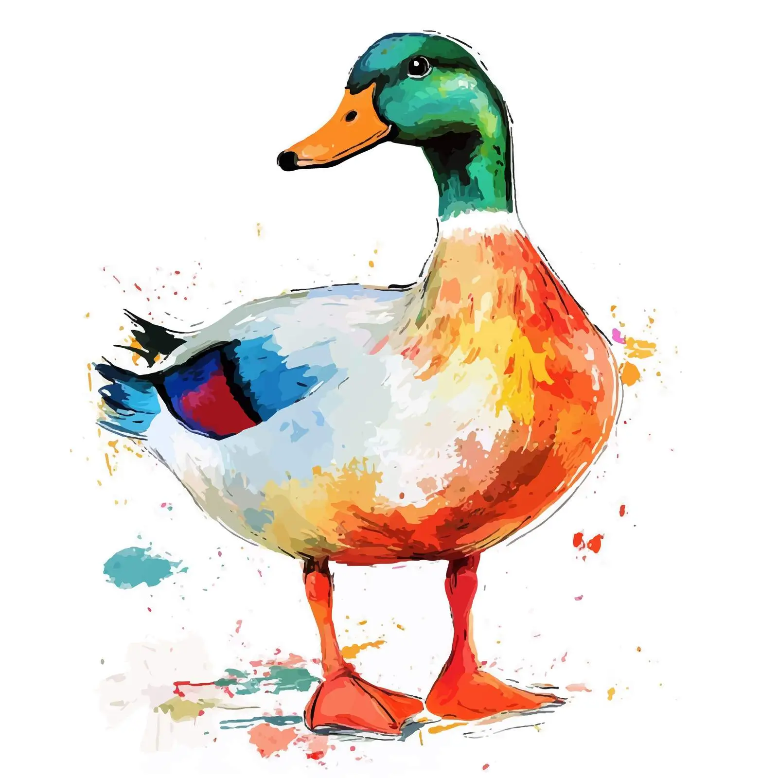 Colorful Hand-Drawn Duck Illustration — free download from Dotvec