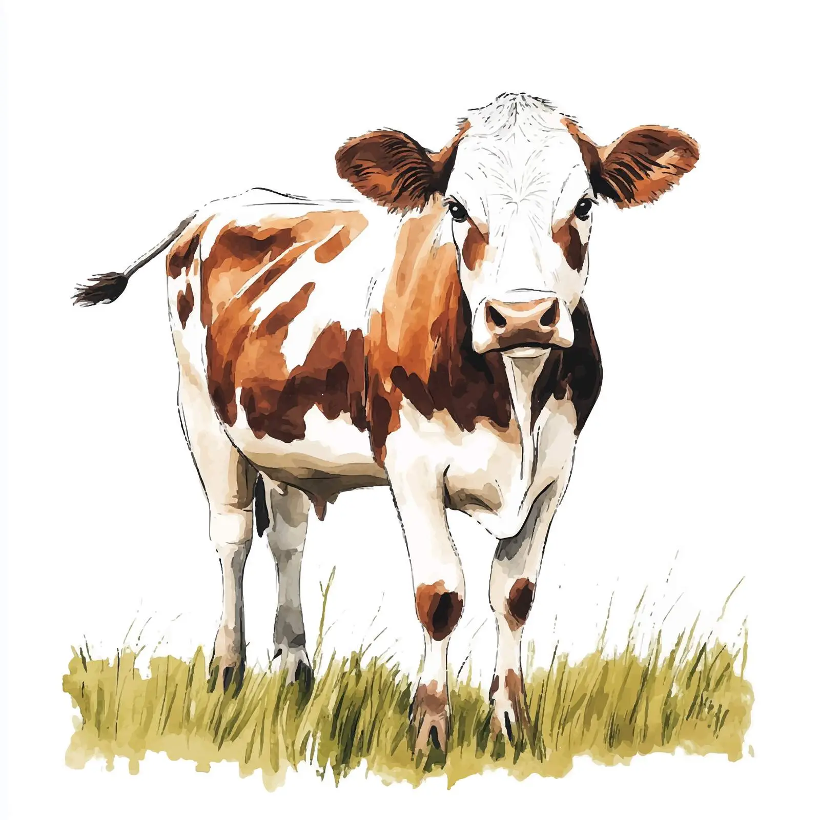 Hand-Drawn Colorful Cow Watercolor — free download from Dotvec