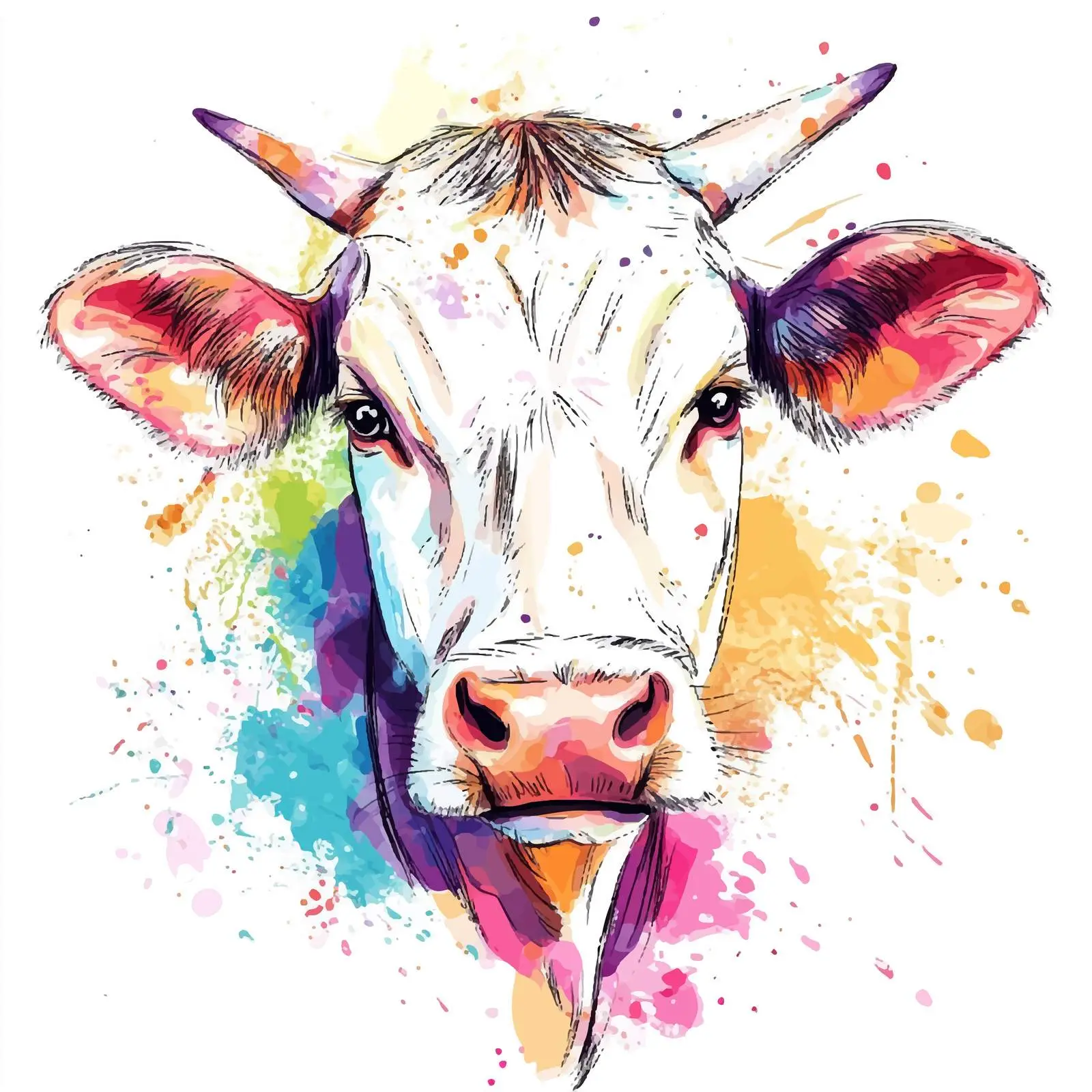 Colorful Hand-Drawn Cow Illustration — free download from Dotvec