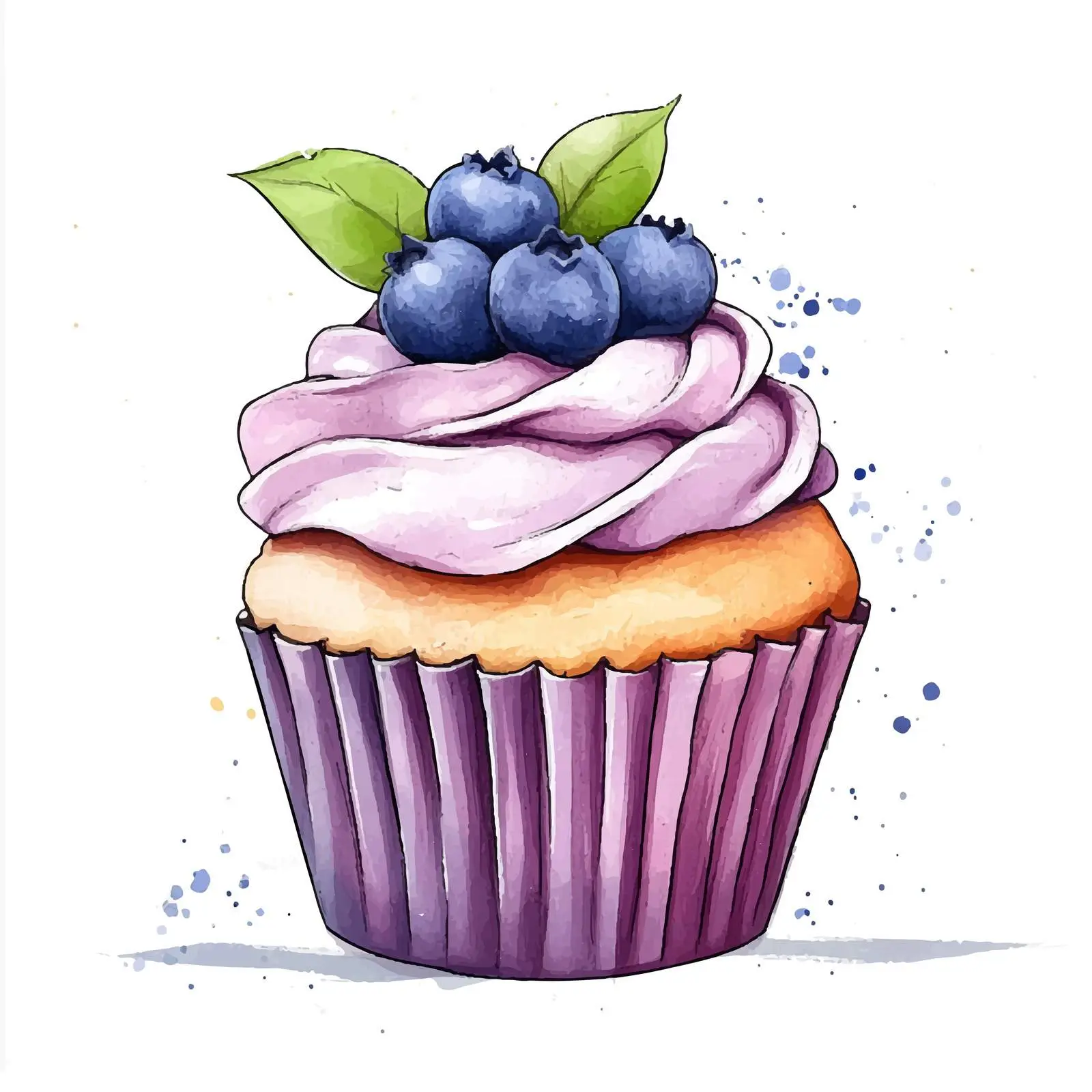 Watercolor Hand-Drawn Cupcake Illustration — free download from Dotvec