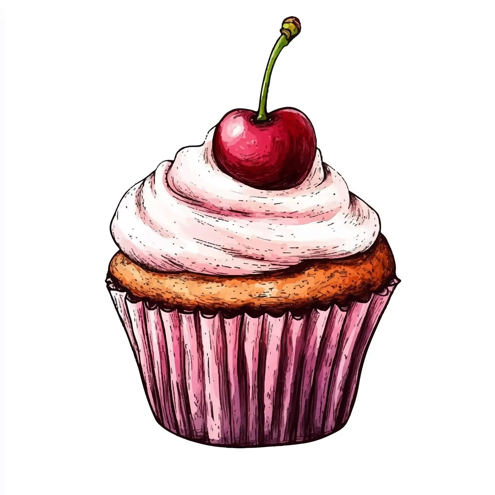 Colorful Hand-Drawn Cupcake Illustration — free download from Dotvec