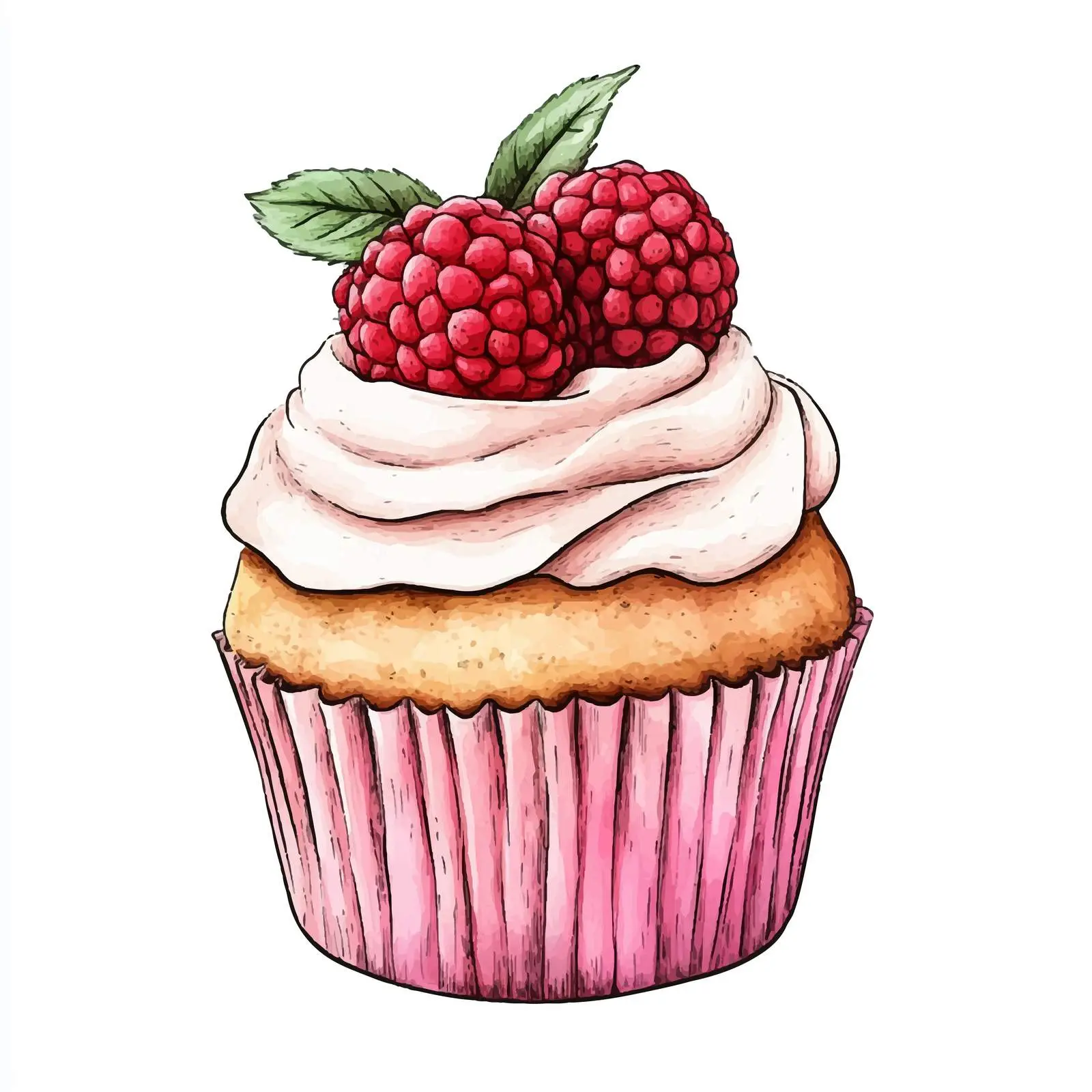 Colorful Hand-Drawn Cupcake Illustration — free download from Dotvec