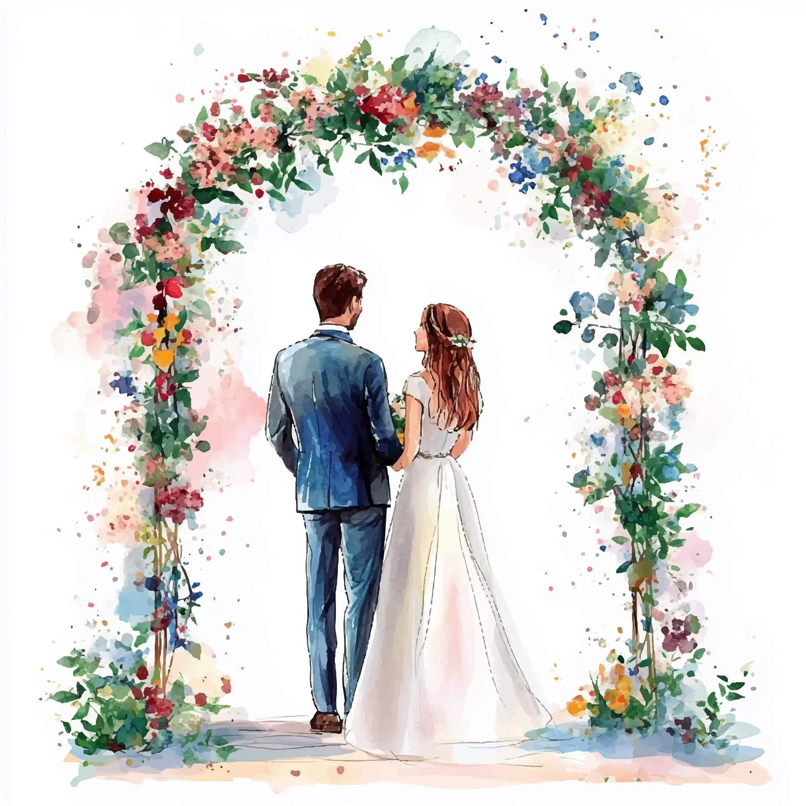 Colorful Watercolor Hand-Drawn Arch — free download from Dotvec