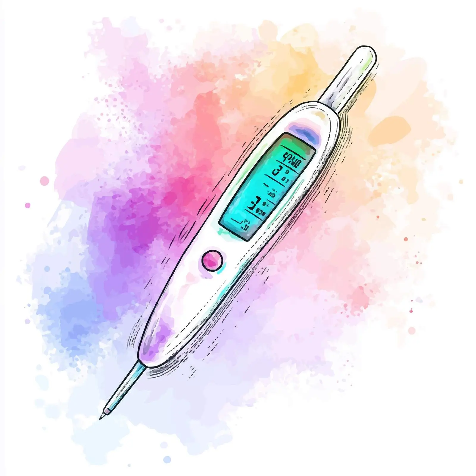 Colorful Hand-Drawn Digital Thermometer — free download from Dotvec
