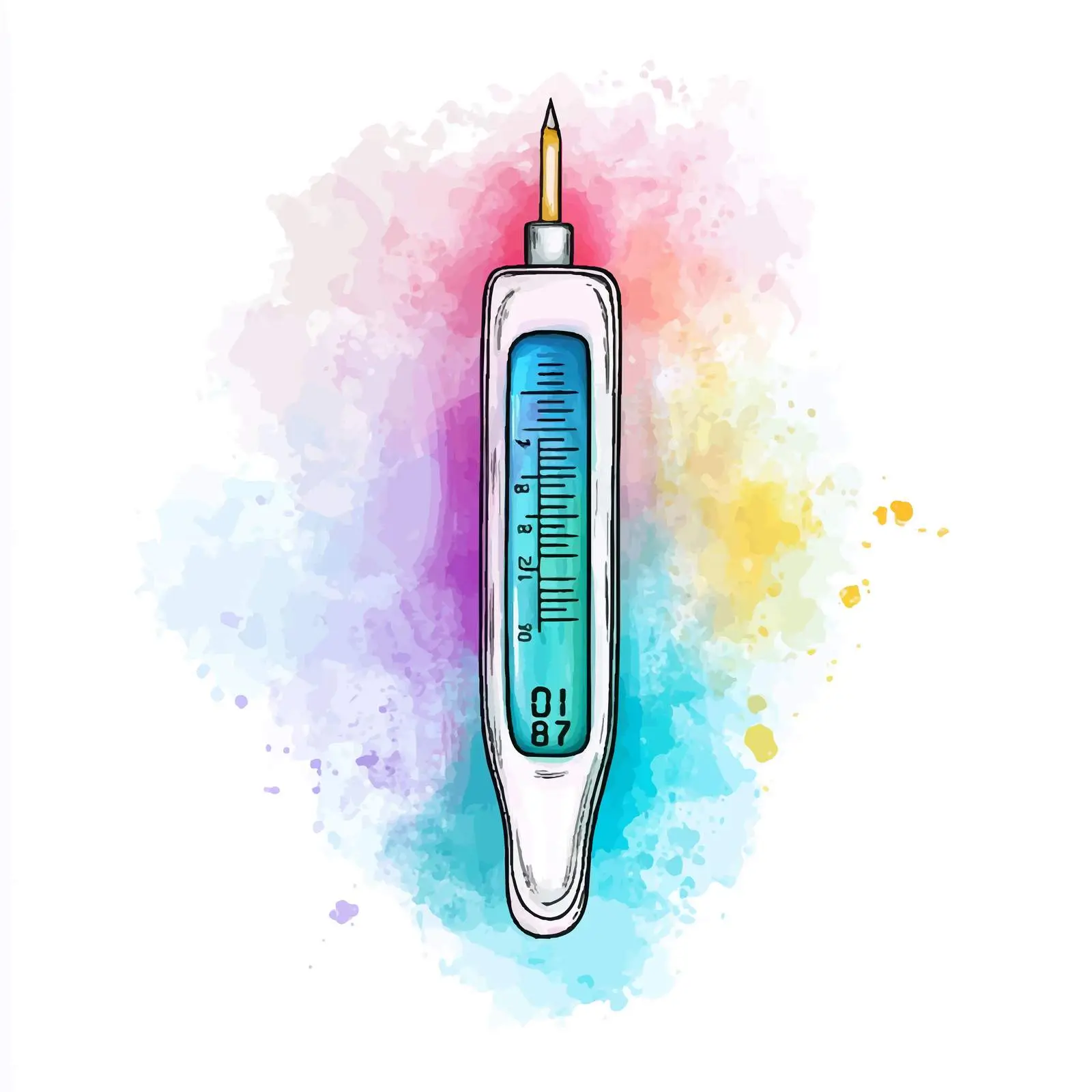 Hand-Drawn Digital Thermometer Sketch — free download from Dotvec