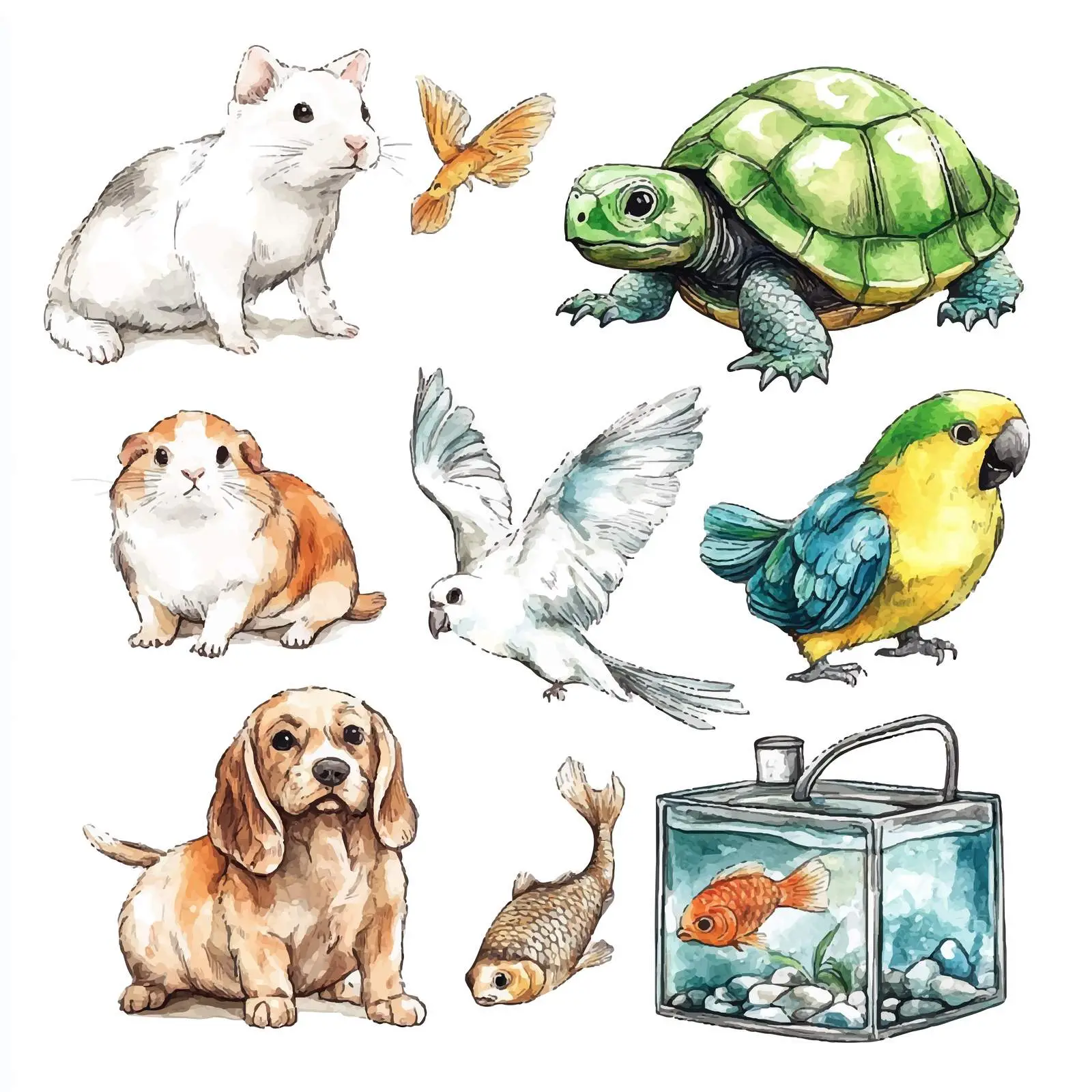 Colorful Hand-Drawn Domestic Animals Set — free download from Dotvec