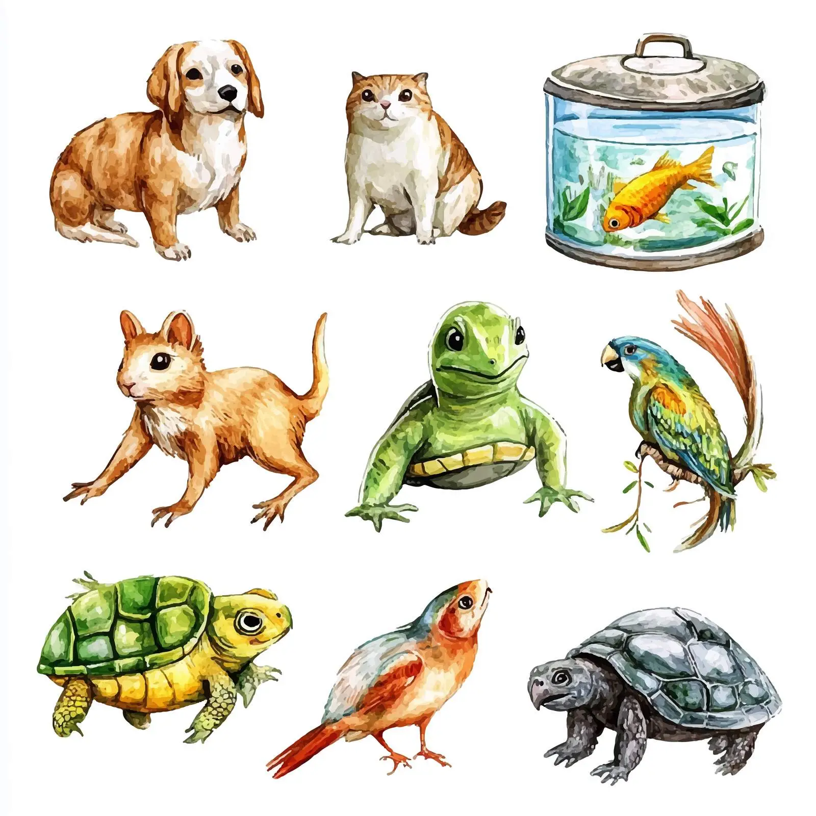 Hand-Drawn Colorful Domestic Animals — free download from Dotvec