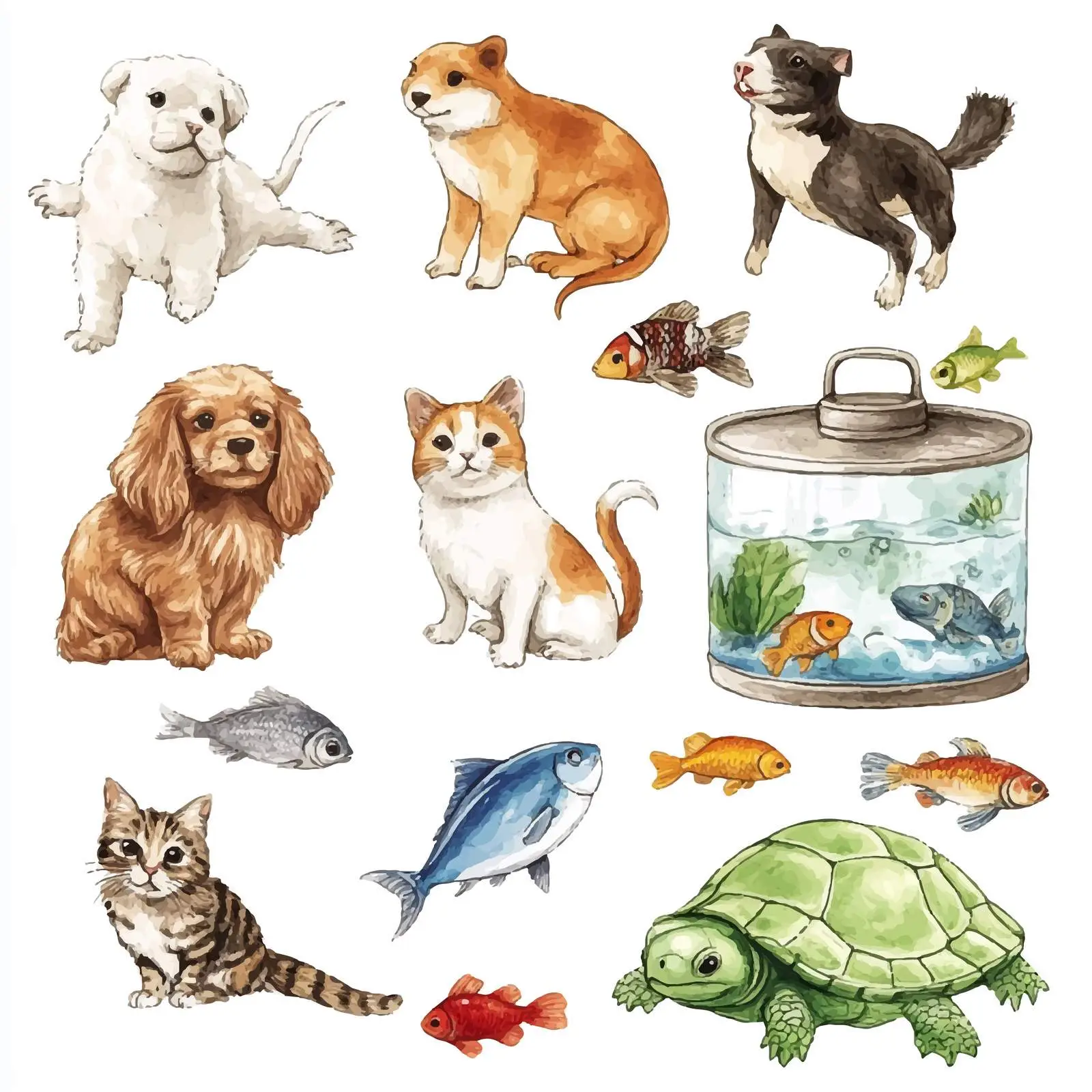 Colorful Hand-Drawn Domestic Animals Set — free download from Dotvec