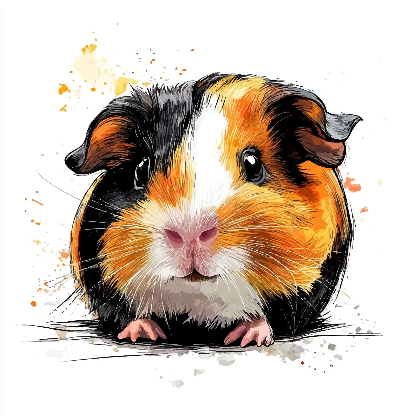 Hand-Drawn Watercolor Guinea Pig Sketch – free guinea pig image from Dotvec