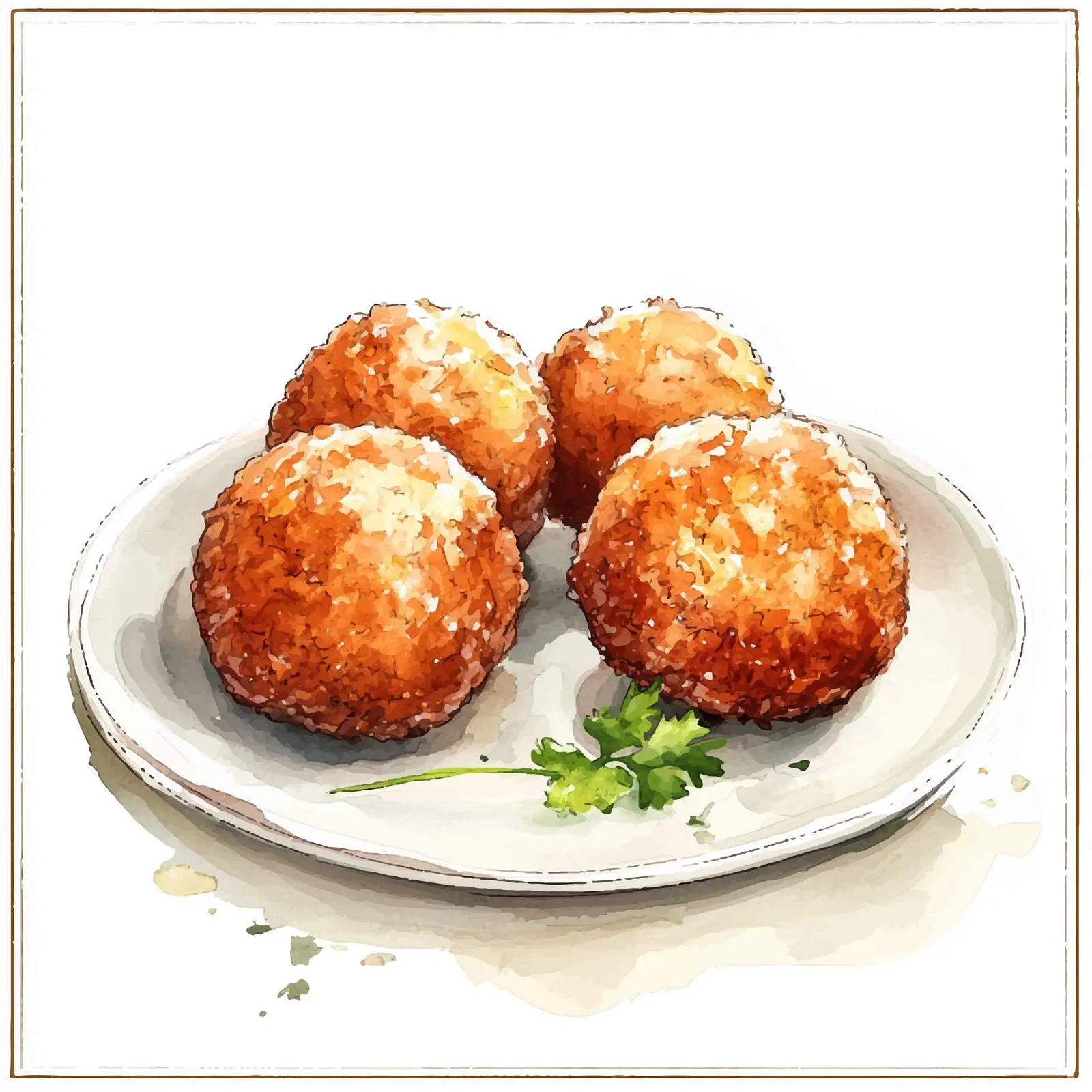 Dutch Bitterballen Watercolor Sketch – free hand draw image from Dotvec